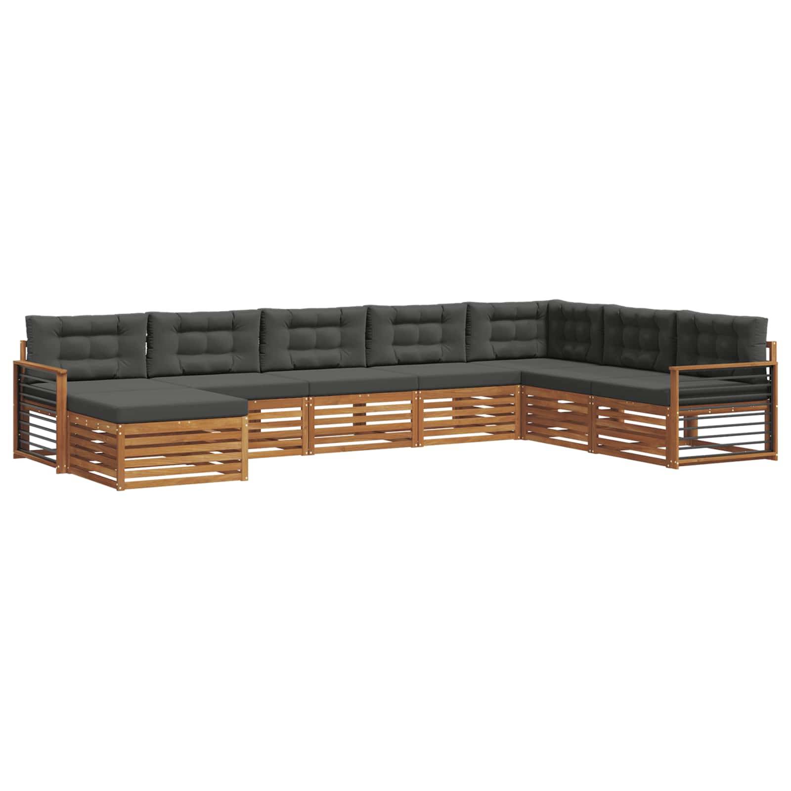 vidaXL Outdoor-Sofagarnitur mit Kissen 8 pcs Natur und Anthrazit
