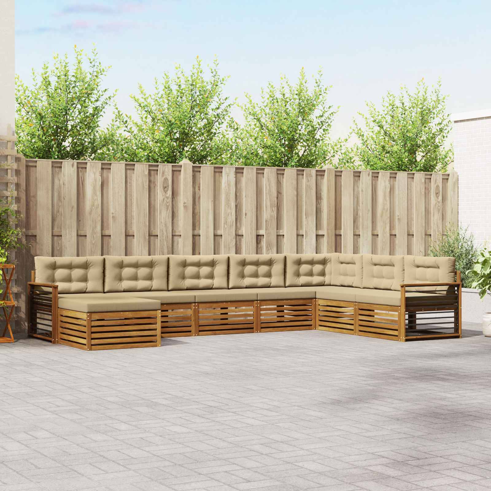 vidaXL Outdoor-Sofagarnitur 8 pcs Natur und Beige Massivholz Akazie