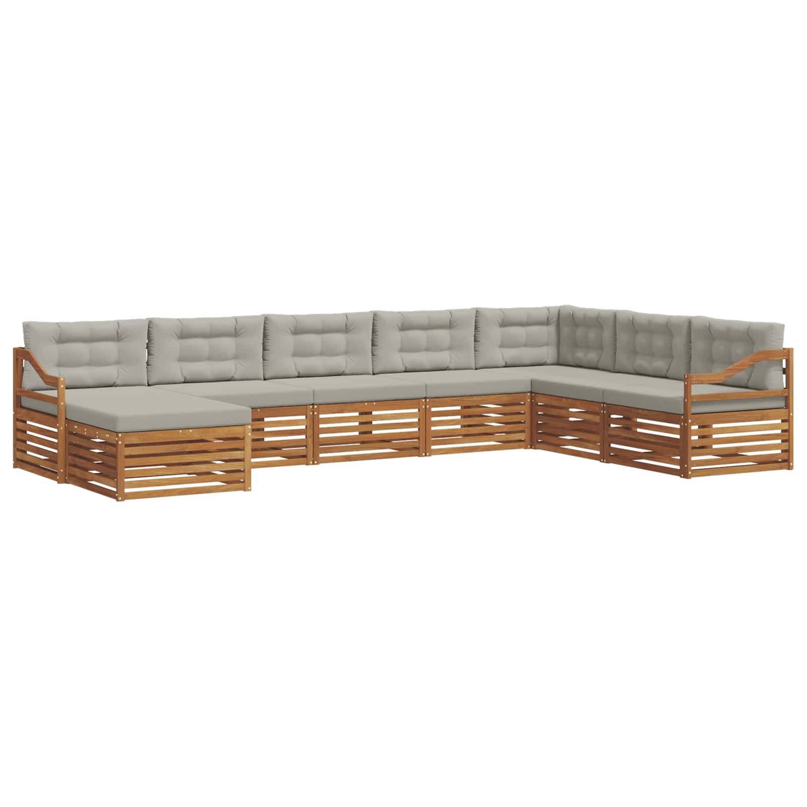 vidaXL Outdoor-Sofagarnitur mit Kissen 8 pcs Natürlich und Hellgrau