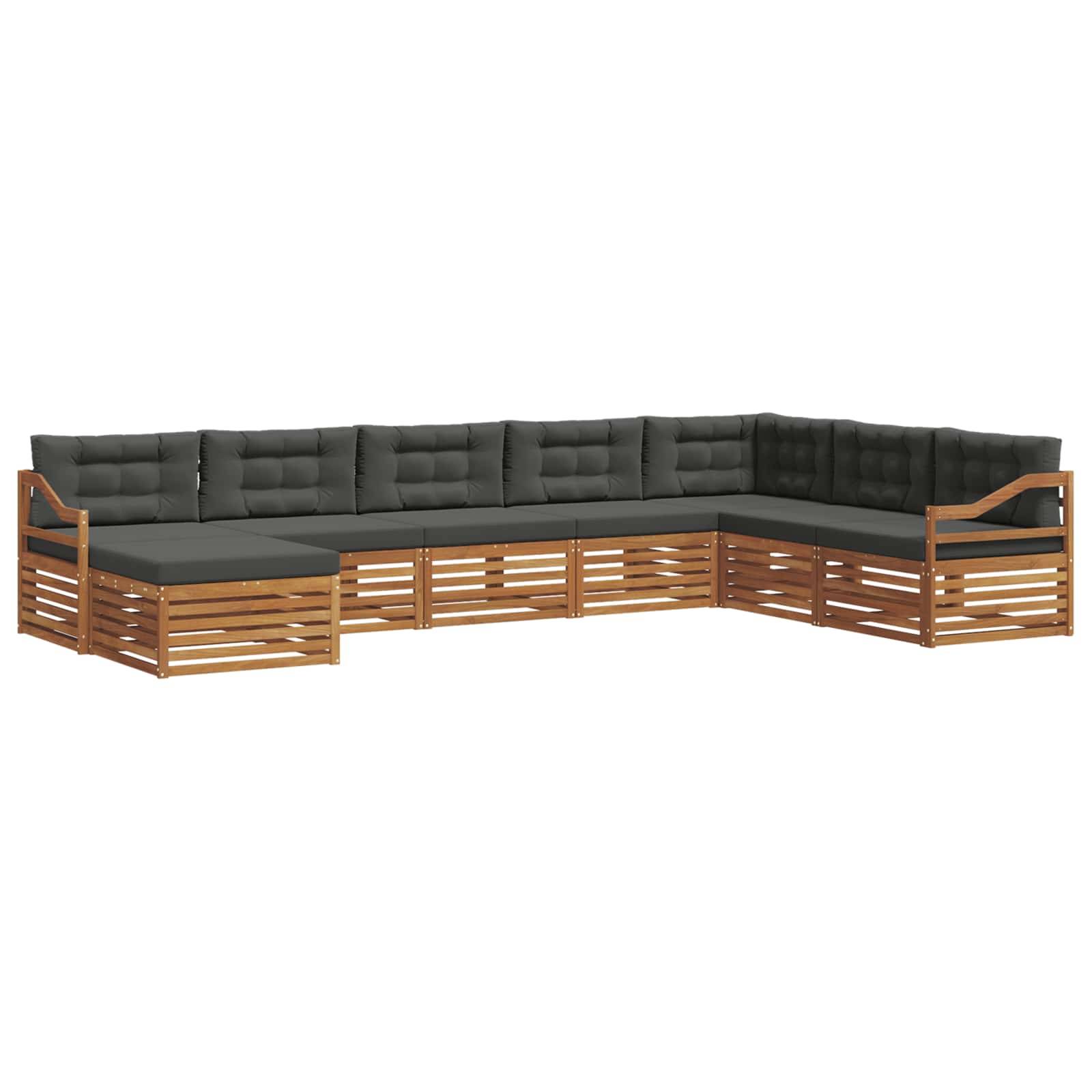 vidaXL Outdoor-Sofagarnitur mit Kissen 8 pcs Natur und Anthrazit