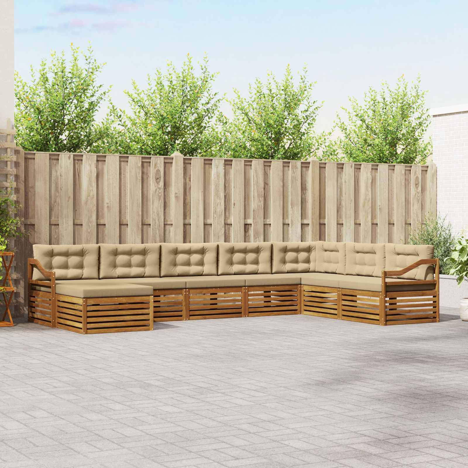 vidaXL Outdoor-Sofagarnitur 8 pcs Natur und Beige Massivholz Akazie