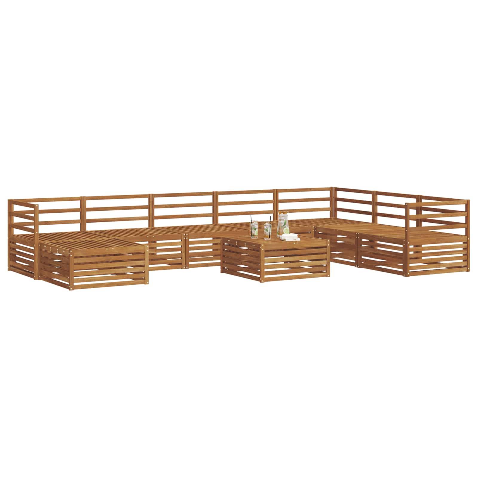 vidaXL Outdoor-Sofagarnitur 9 pcs Natur Massivholz Akazie