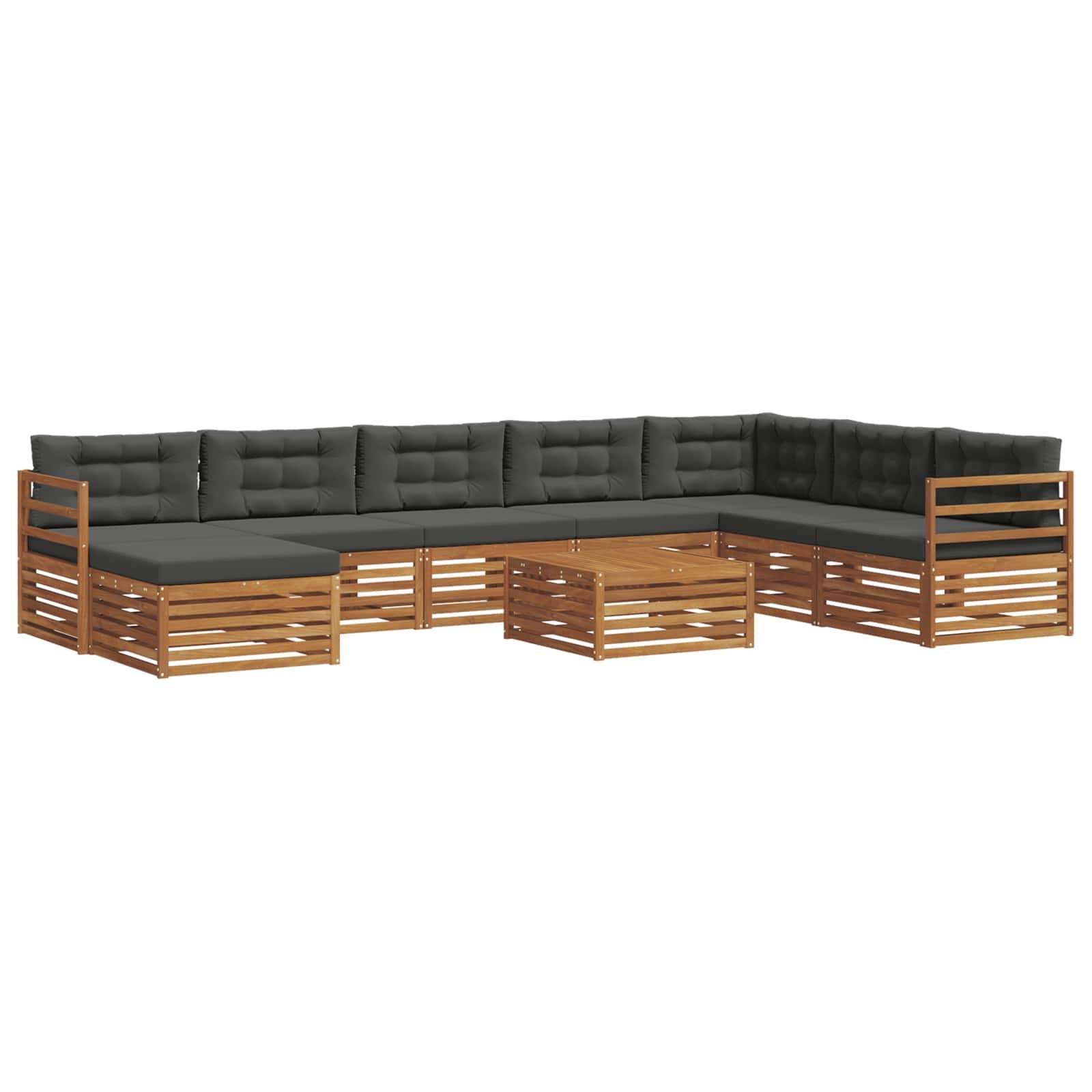vidaXL Outdoor-Sofagarnitur mit Kissen 9 pcs Natur und Anthrazit