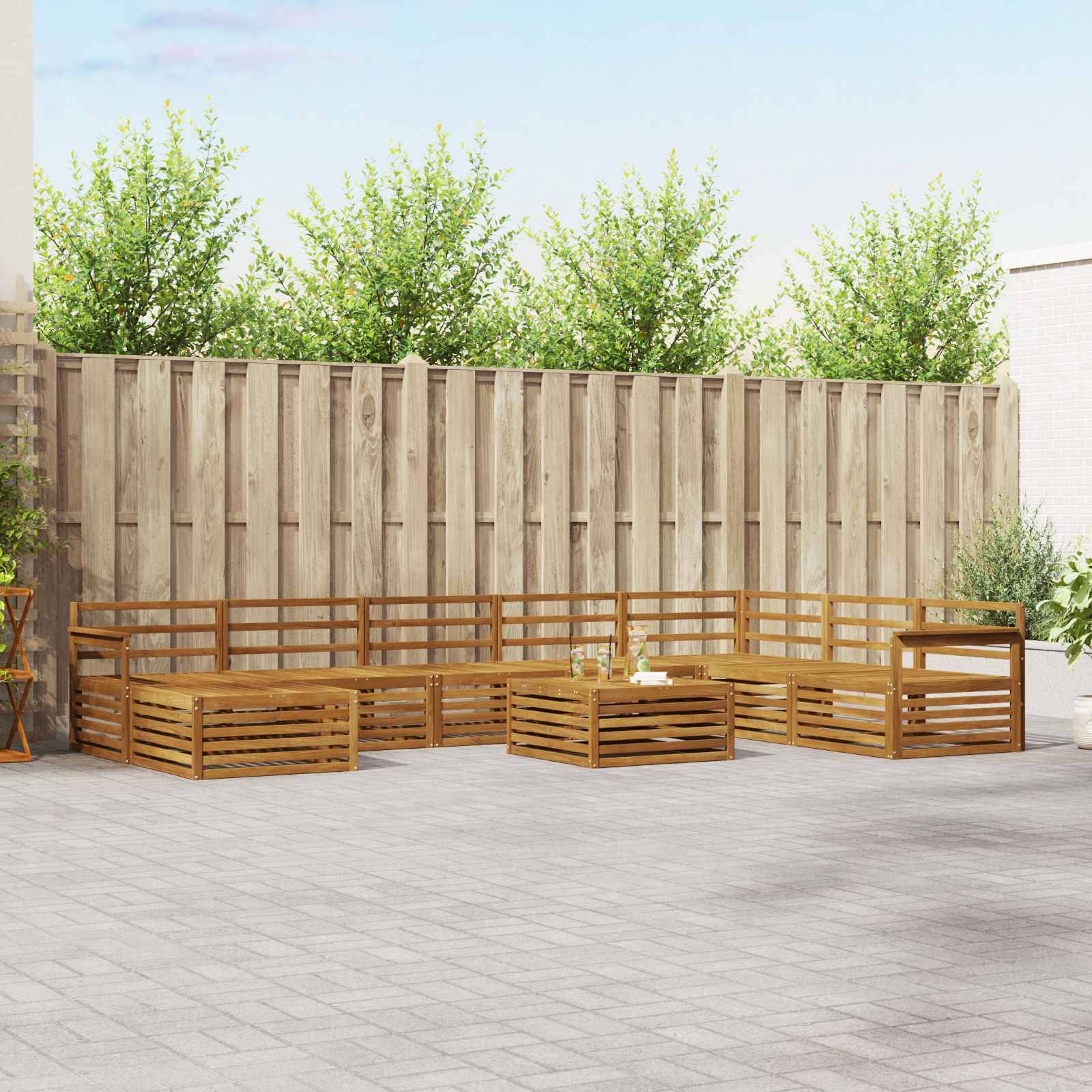 vidaXL Outdoor-Sofagarnitur 9 pcs Natur Massivholz Akazie