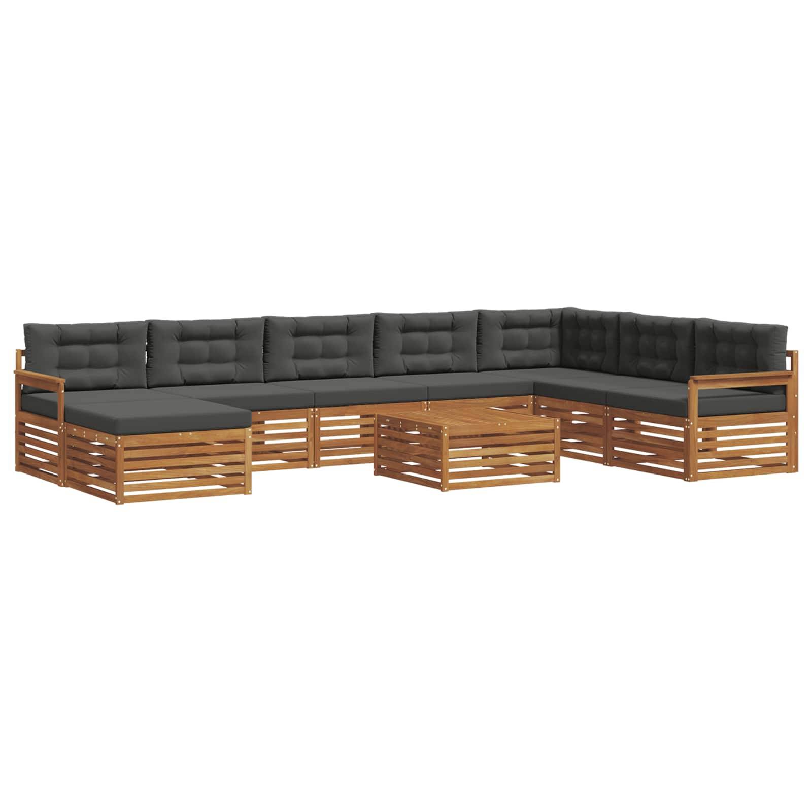 vidaXL Outdoor-Sofagarnitur mit Kissen 9 pcs Natur und Anthrazit