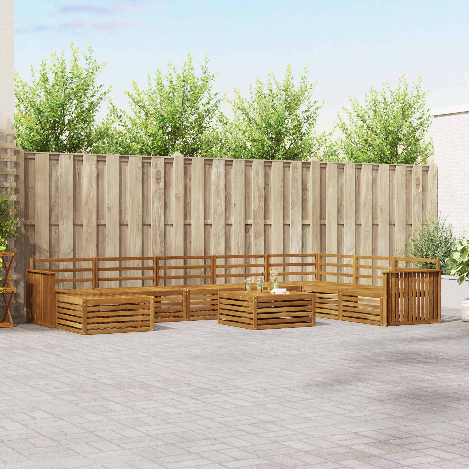 vidaXL Outdoor-Sofagarnitur 9 pcs Natur Massivholz Akazie