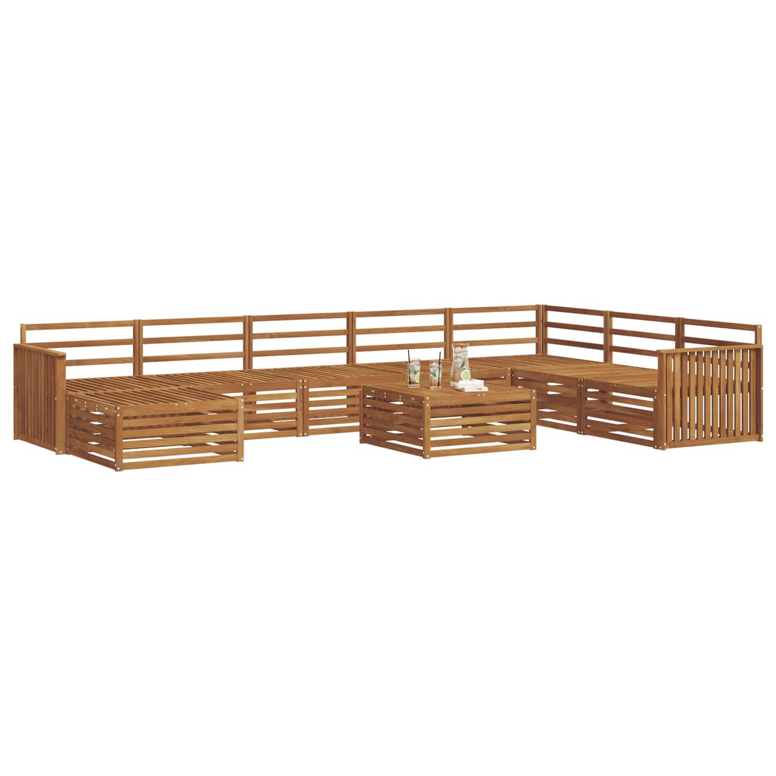 vidaXL Outdoor-Sofagarnitur 9 pcs Natur Massivholz Akazie