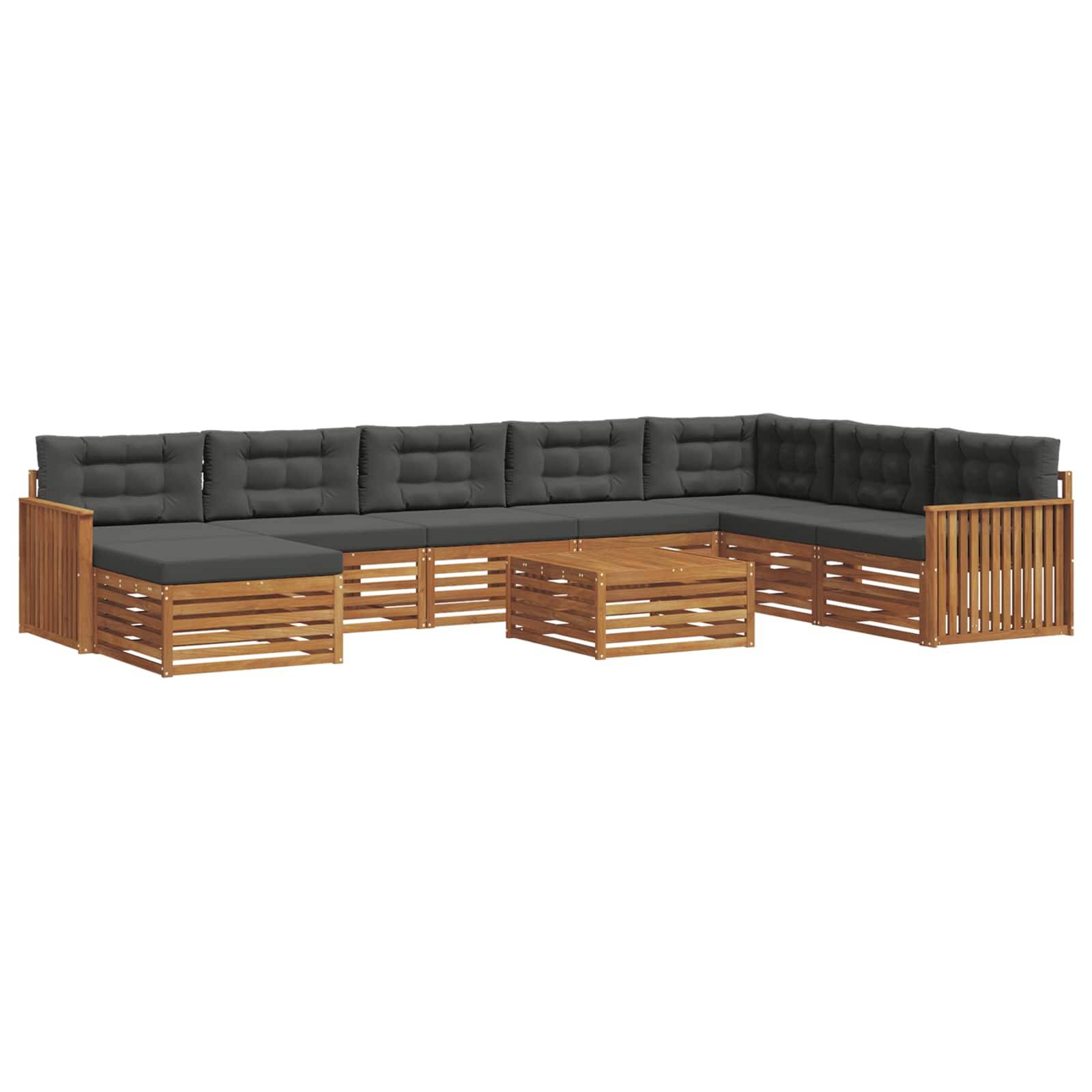 vidaXL Outdoor-Sofagarnitur mit Kissen 9 pcs Natur und Anthrazit