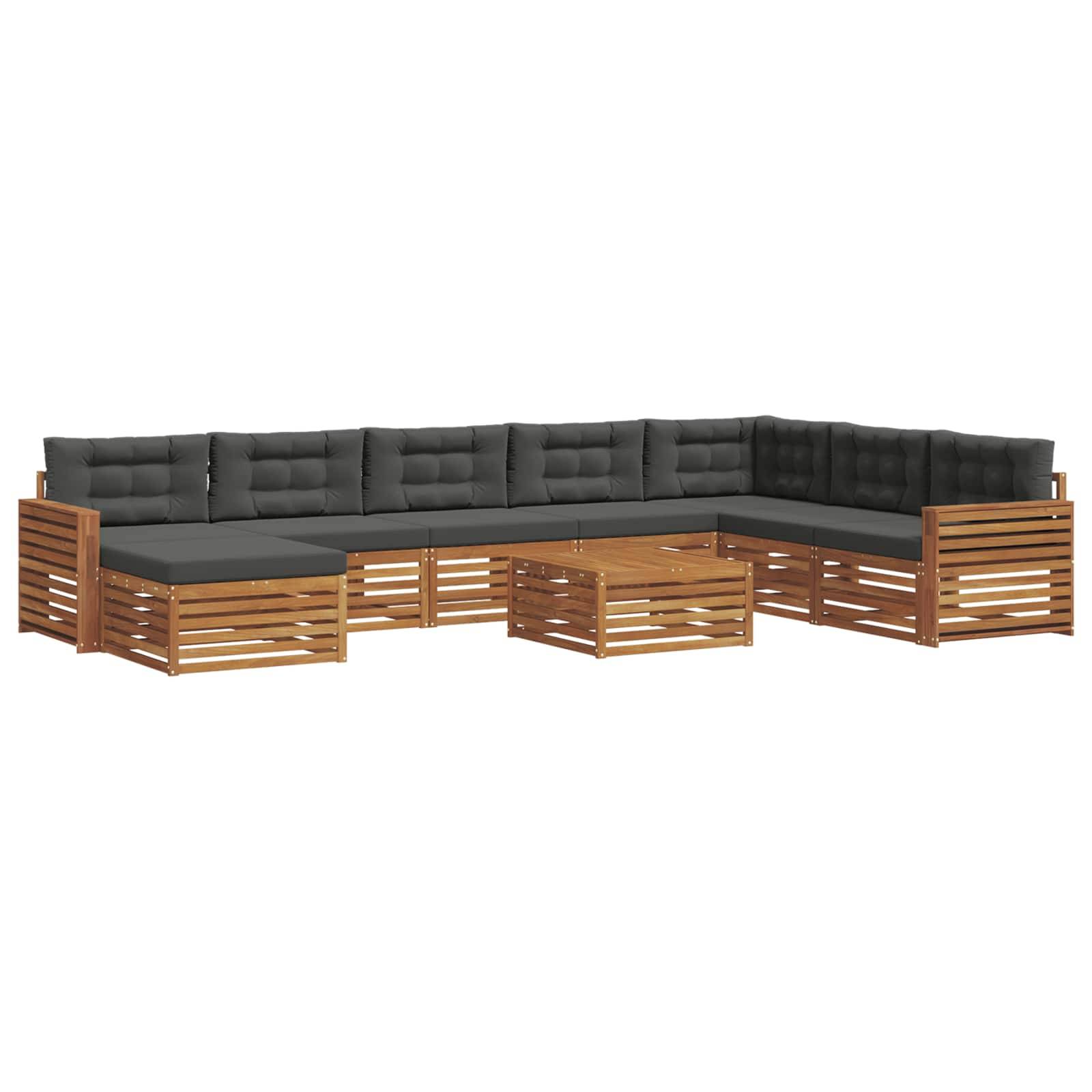 vidaXL Outdoor-Sofagarnitur mit Kissen 9 pcs Natur und Anthrazit