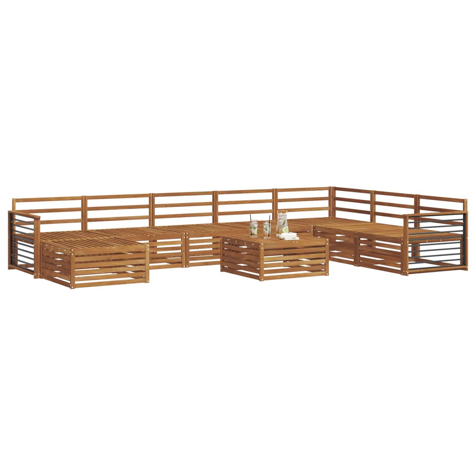 vidaXL Sofagarnituren 9 pcs Natur Massivholz Akazie