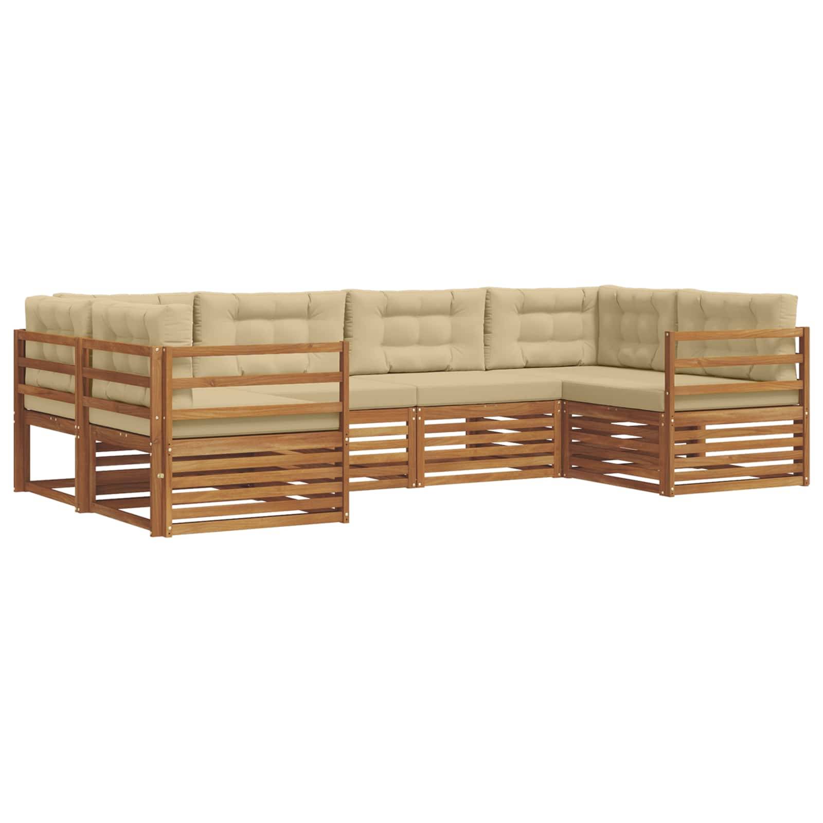 vidaXL Outdoor-Sofagarnitur 6 pcs Natur und Beige Massivholz Akazie