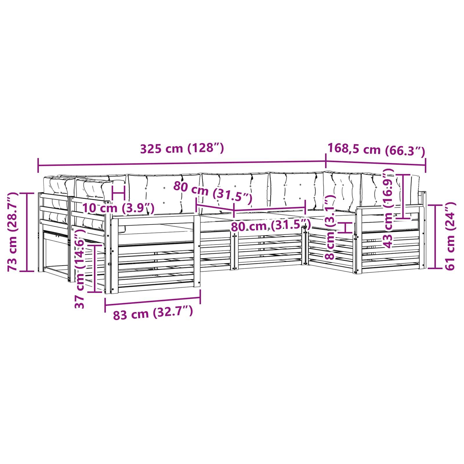 vidaXL Outdoor-Sofagarnitur mit Kissen 6 pcs Weiß und Beige
