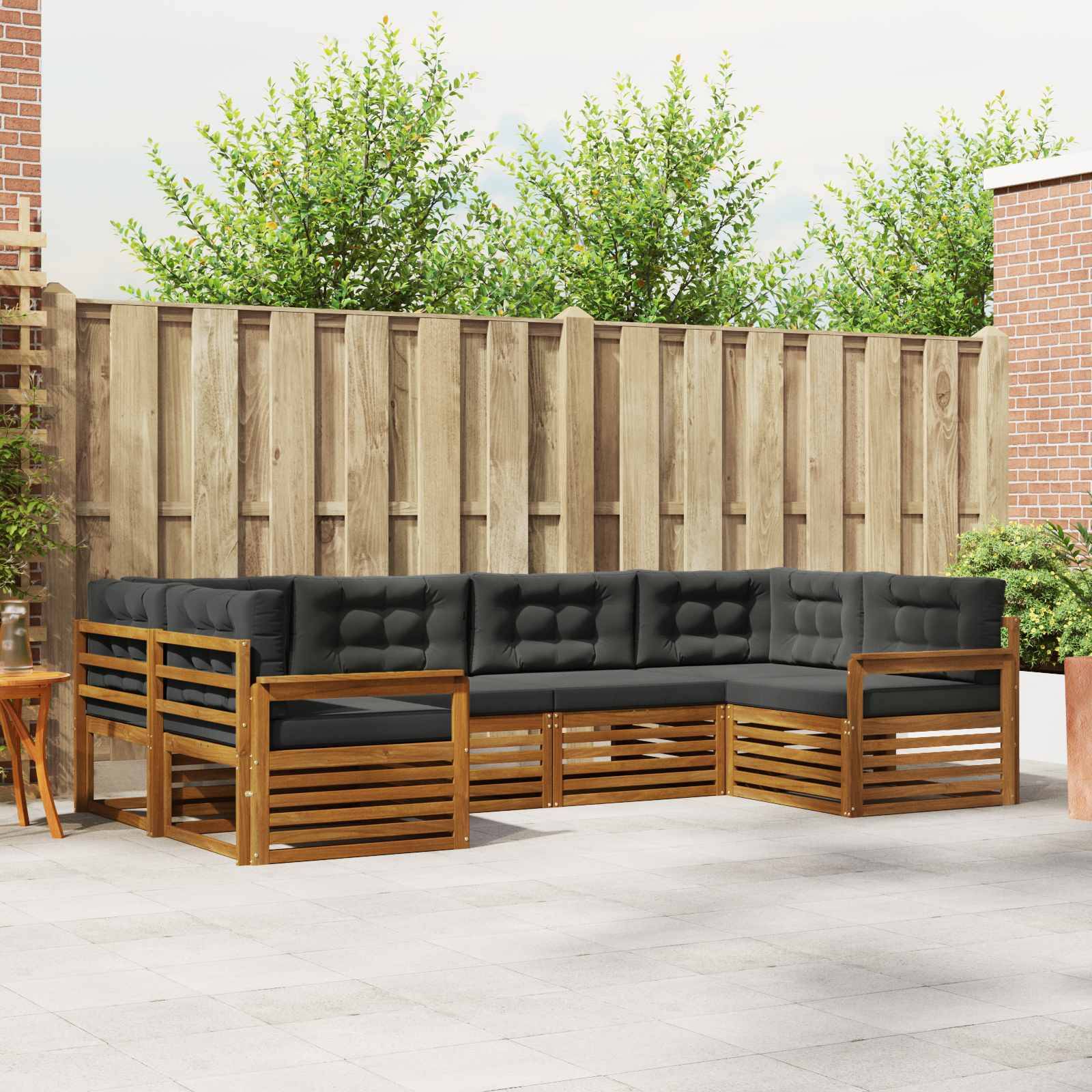 vidaXL Outdoor-Sofagarnitur mit Kissen 6 pcs Natur und Anthrazit