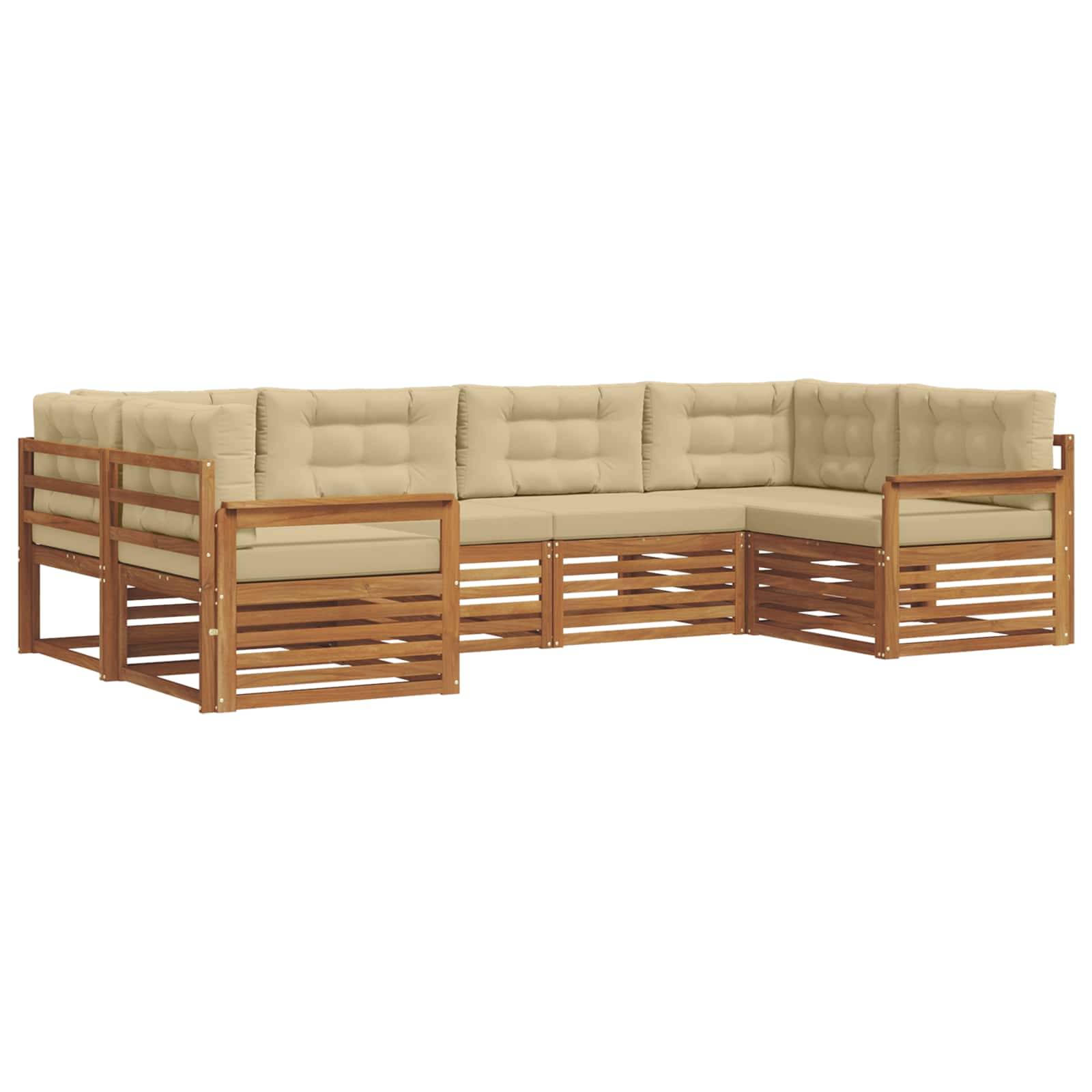 vidaXL Outdoor-Sofagarnitur 6 pcs Natur und Beige Massivholz Akazie