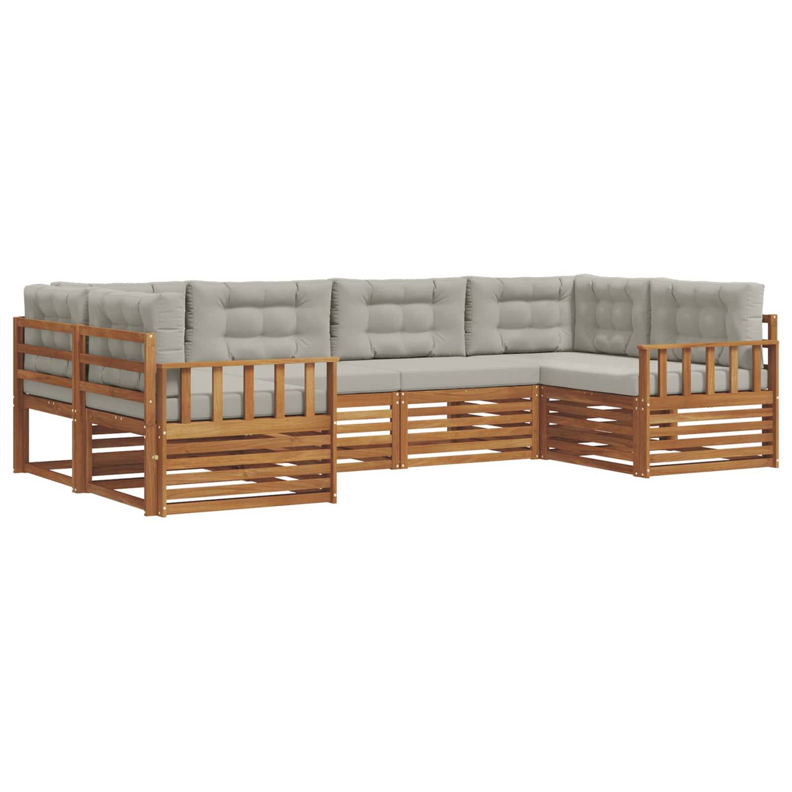 vidaXL Outdoor-Sofagarnitur mit Kissen 6 pcs Natürlich und Hellgrau