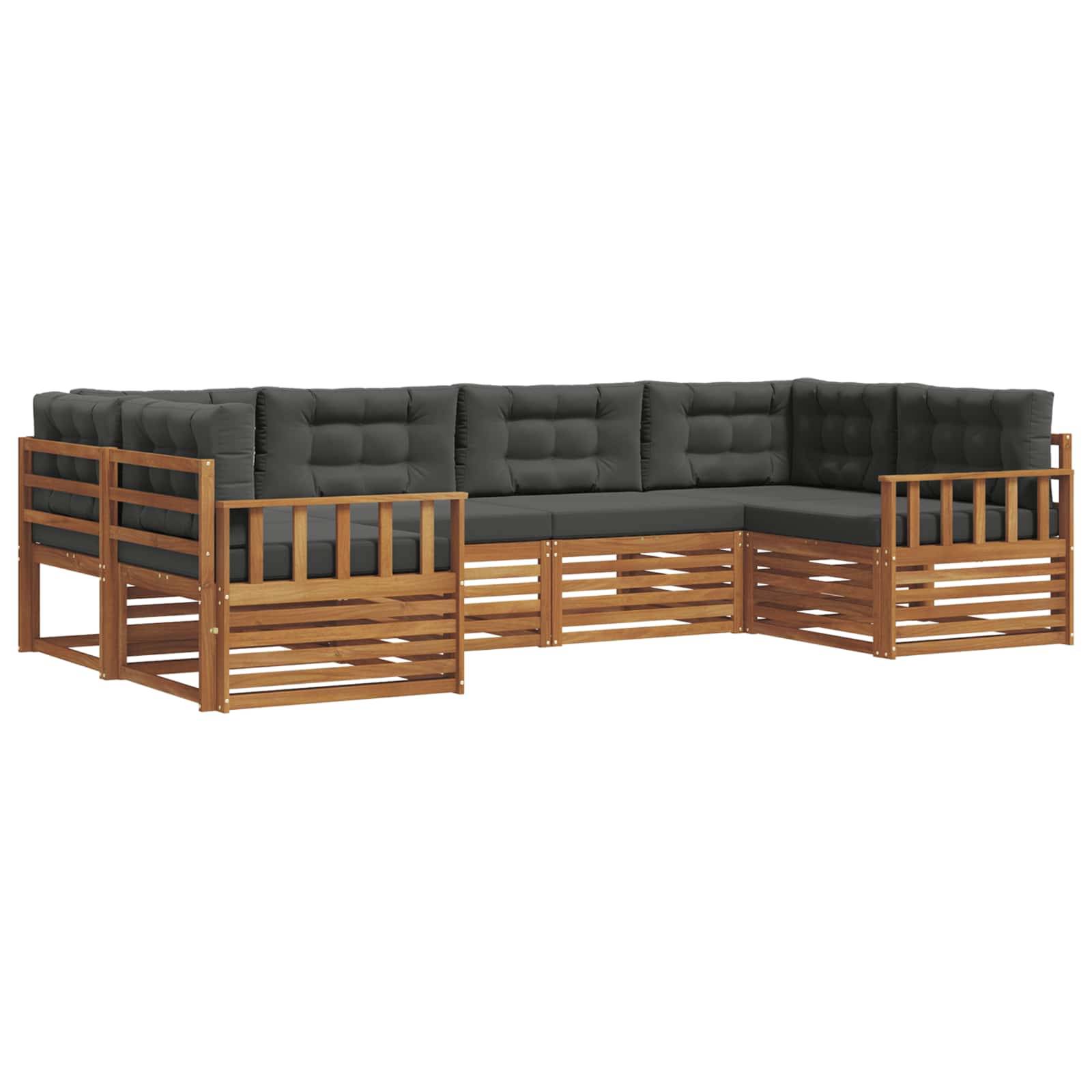 vidaXL Outdoor-Sofagarnitur mit Kissen 6 pcs Natur und Anthrazit