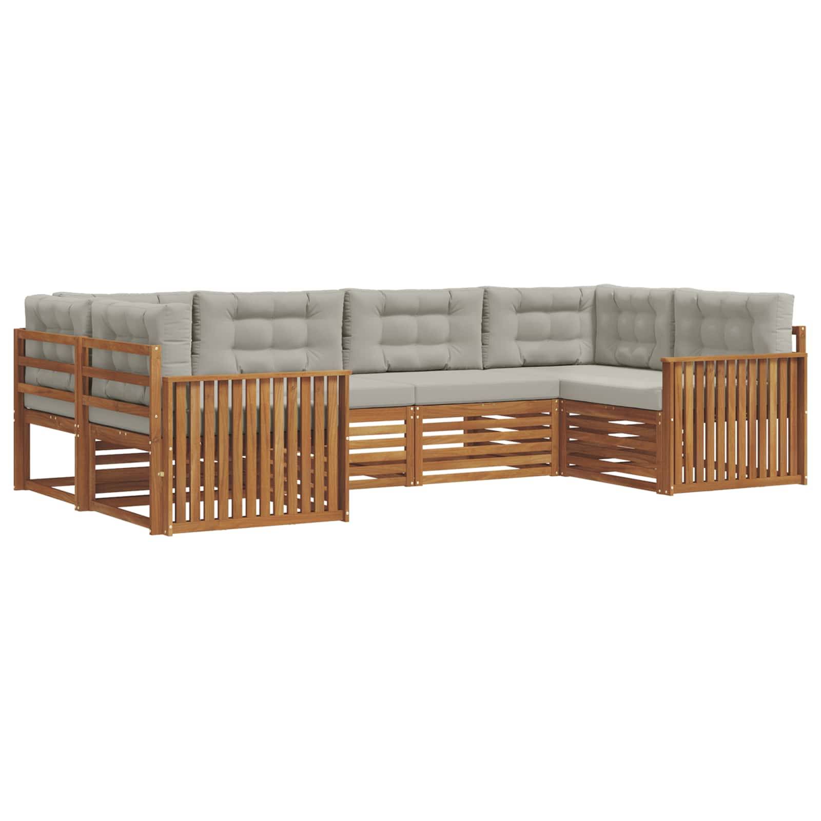vidaXL Outdoor-Sofagarnitur mit Kissen 6 pcs Natürlich und Hellgrau