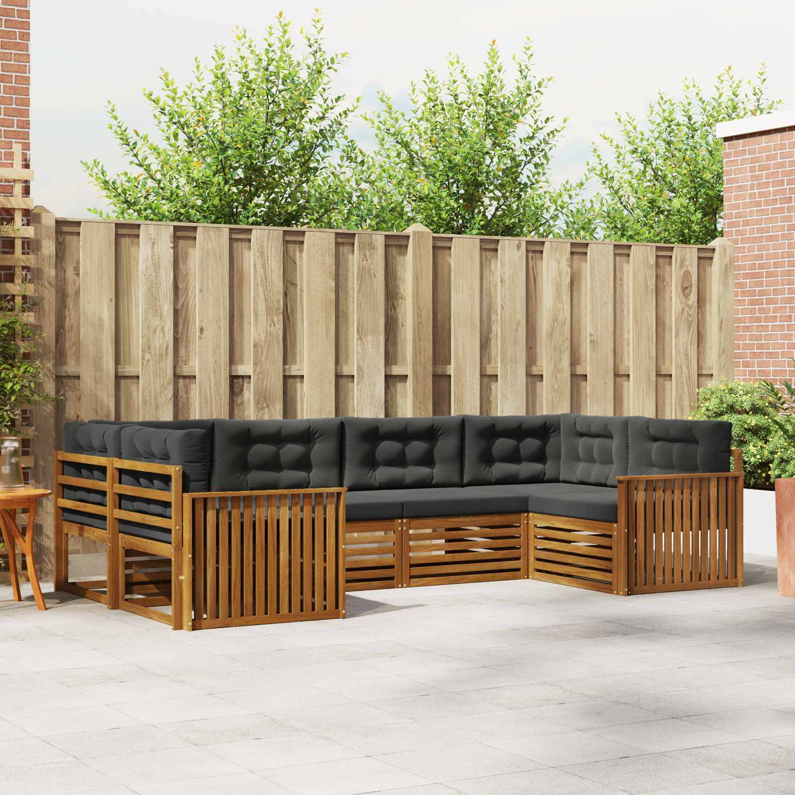 vidaXL Outdoor-Sofagarnitur mit Kissen 6 pcs Natur und Anthrazit