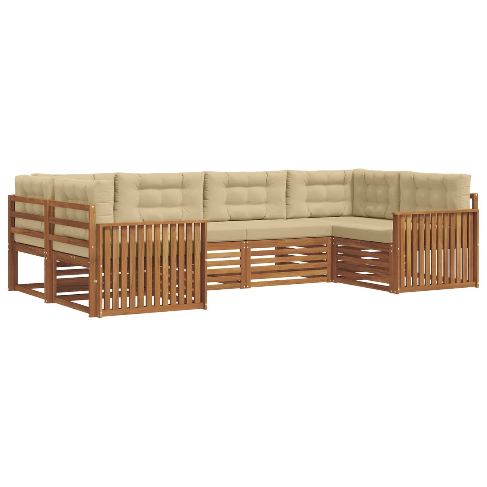 vidaXL Outdoor-Sofagarnitur 6 pcs Natur und Beige Massivholz Akazie