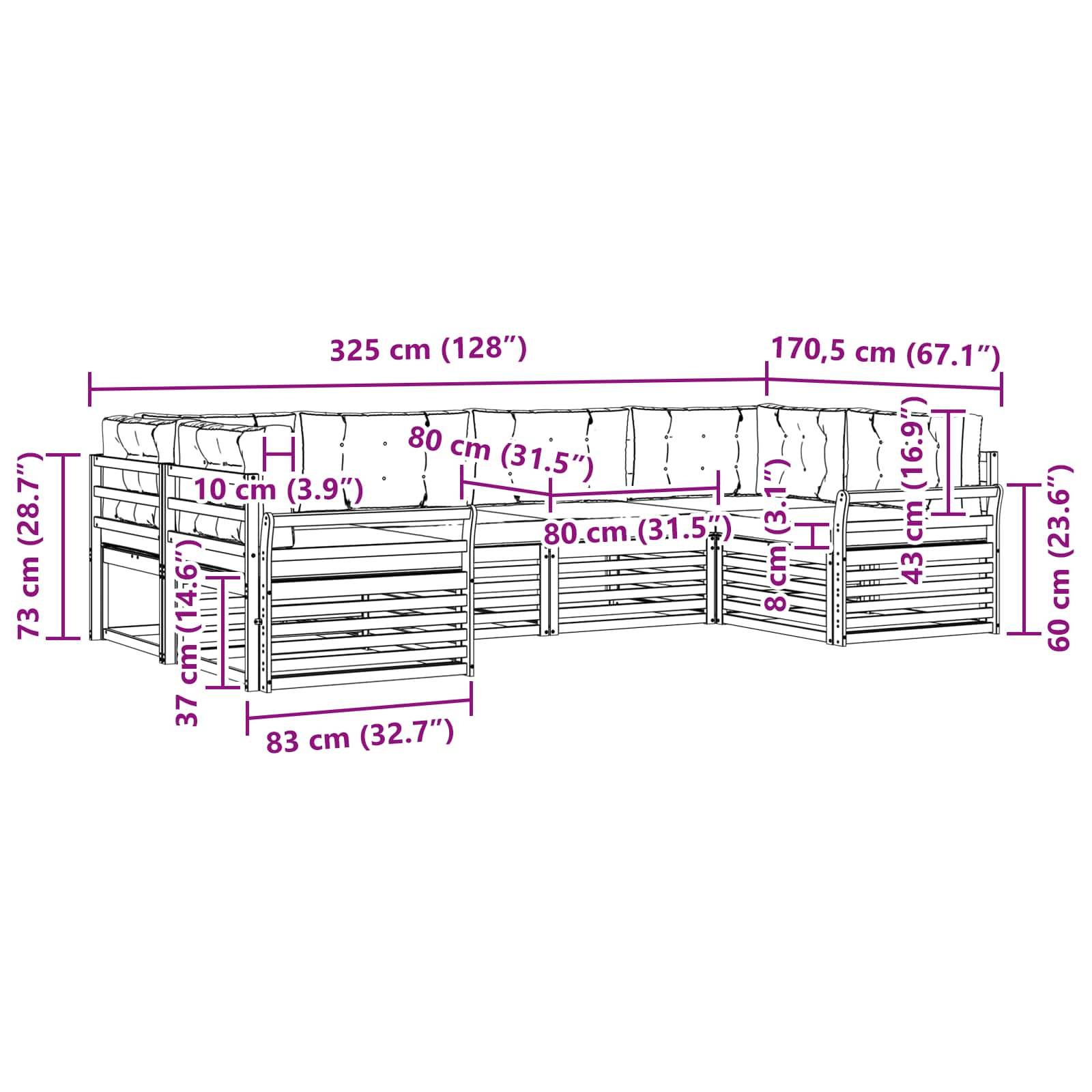 vidaXL Outdoor-Sofagarnitur 6 pcs Weiß und Anthrazit Massivholz Akazie