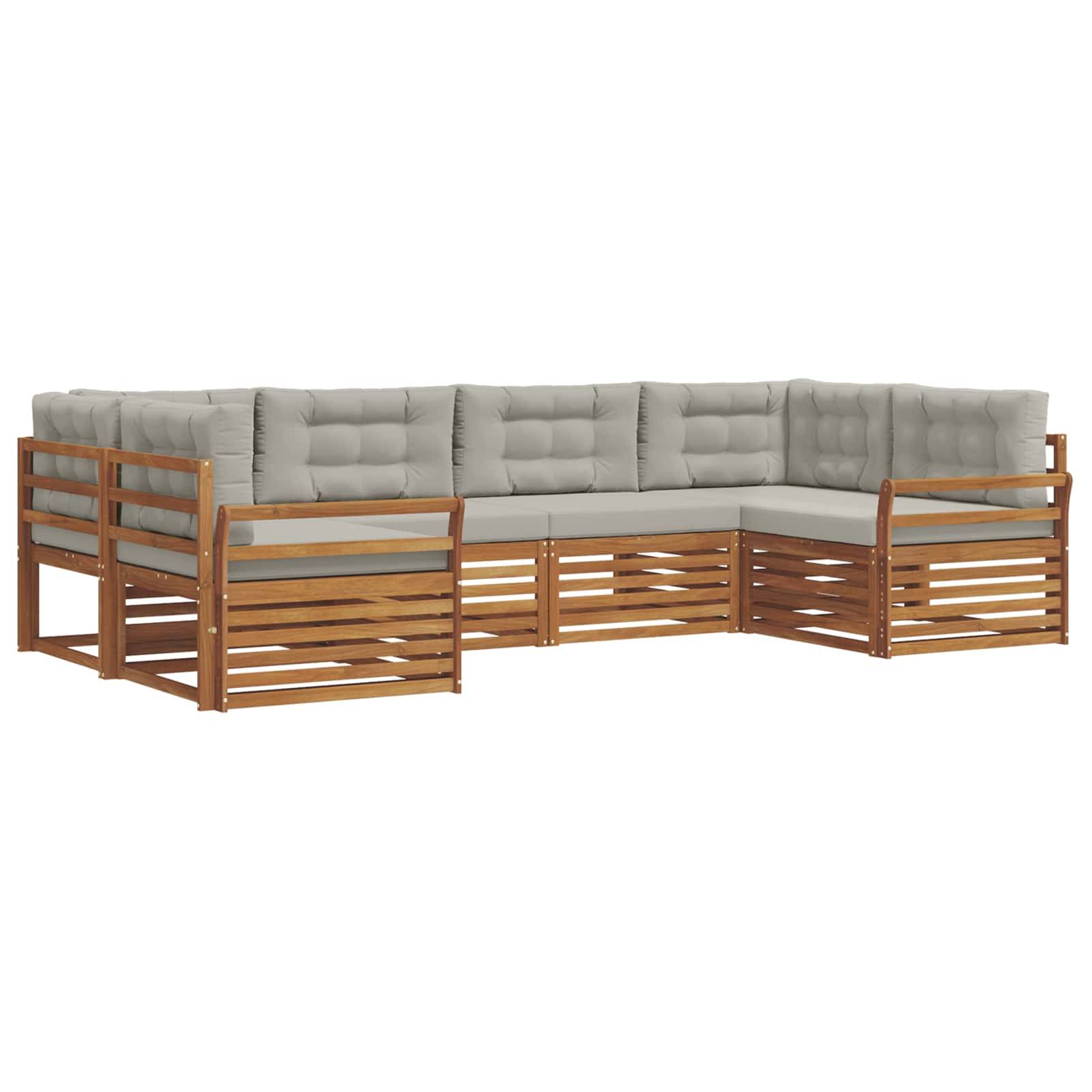 vidaXL Outdoor-Sofagarnitur mit Kissen 6 pcs Natürlich und Hellgrau