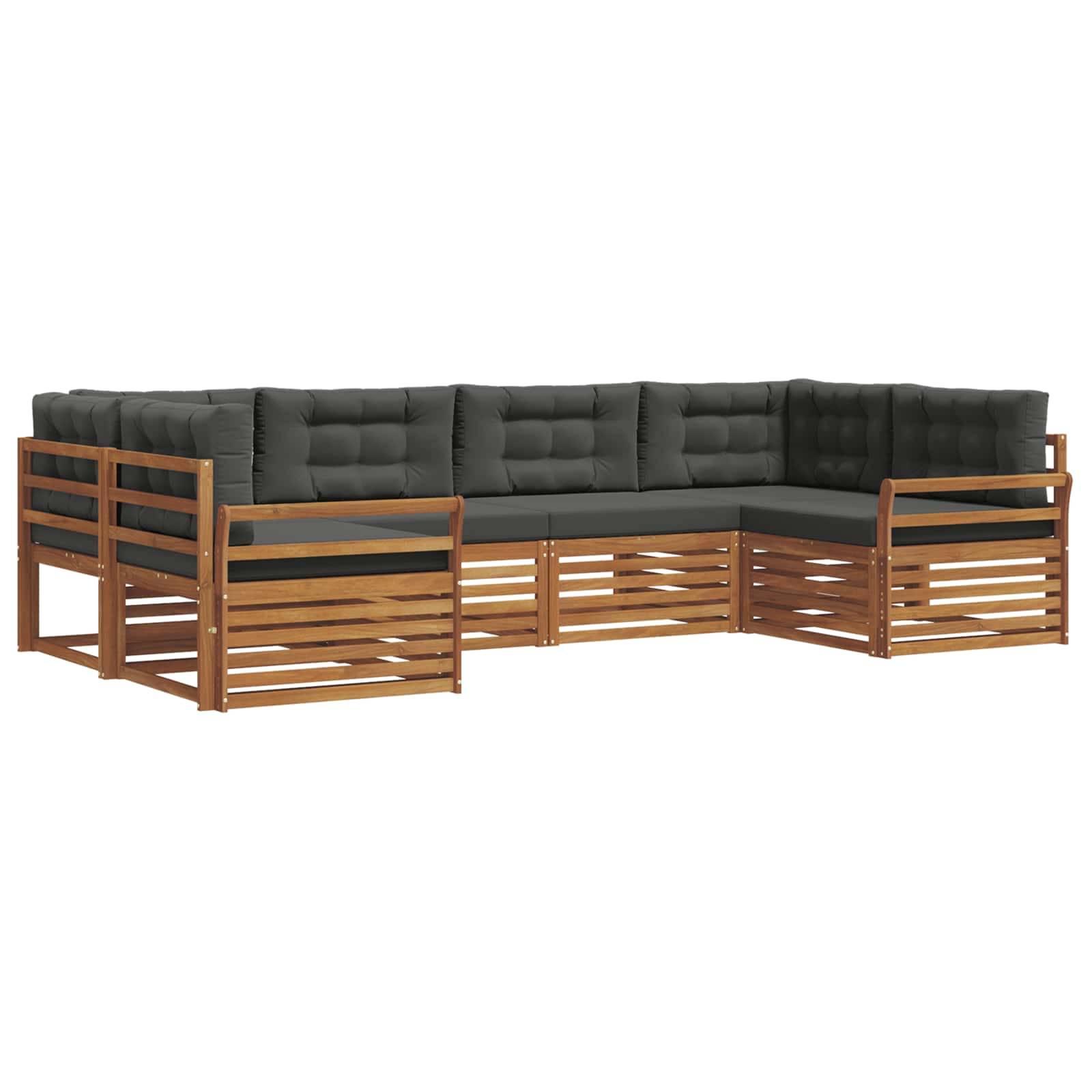 vidaXL Outdoor-Sofagarnitur mit Kissen 6 pcs Natur und Anthrazit