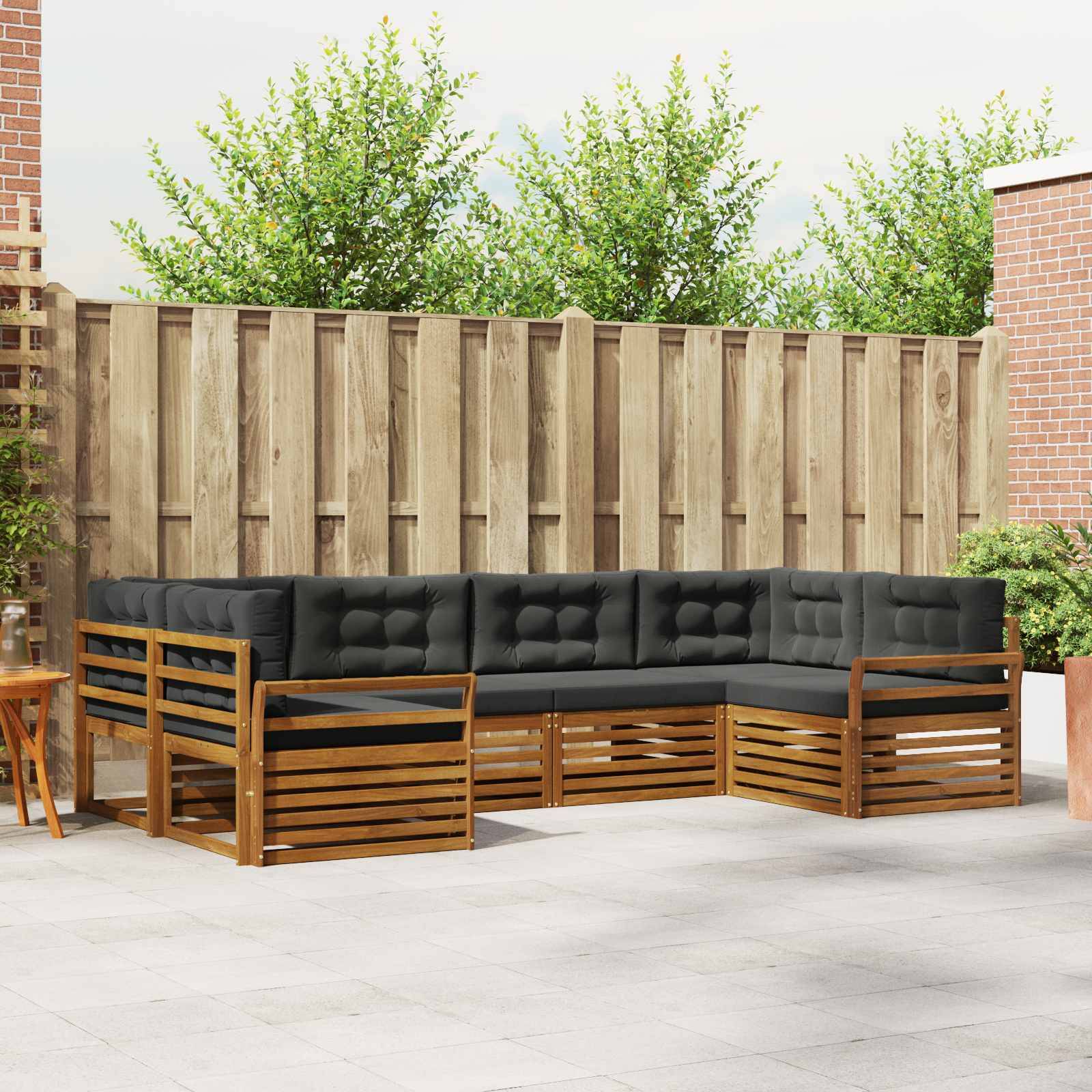 vidaXL Outdoor-Sofagarnitur mit Kissen 6 pcs Natur und Anthrazit