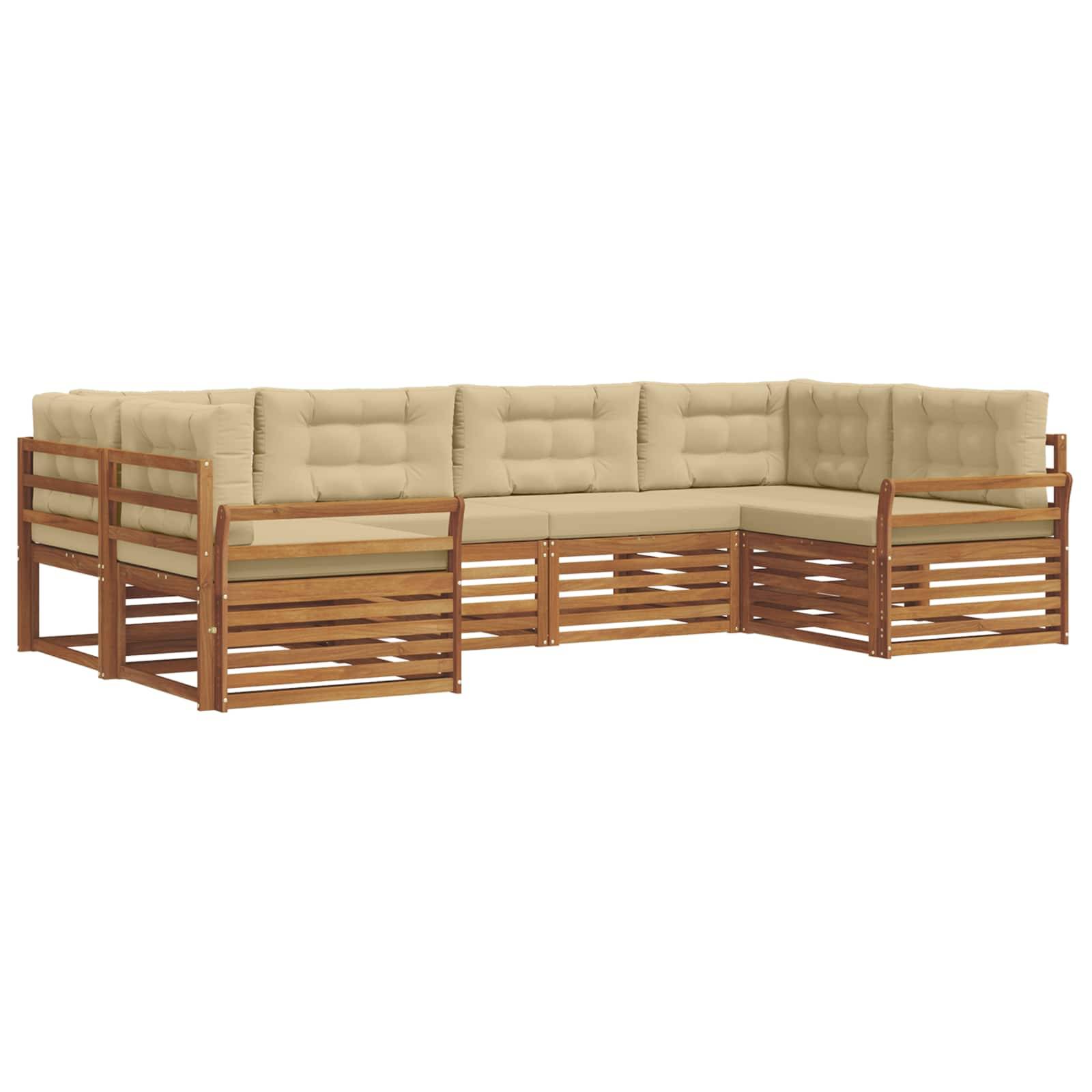 vidaXL Outdoor-Sofagarnitur 6 pcs Natur und Beige Massivholz Akazie