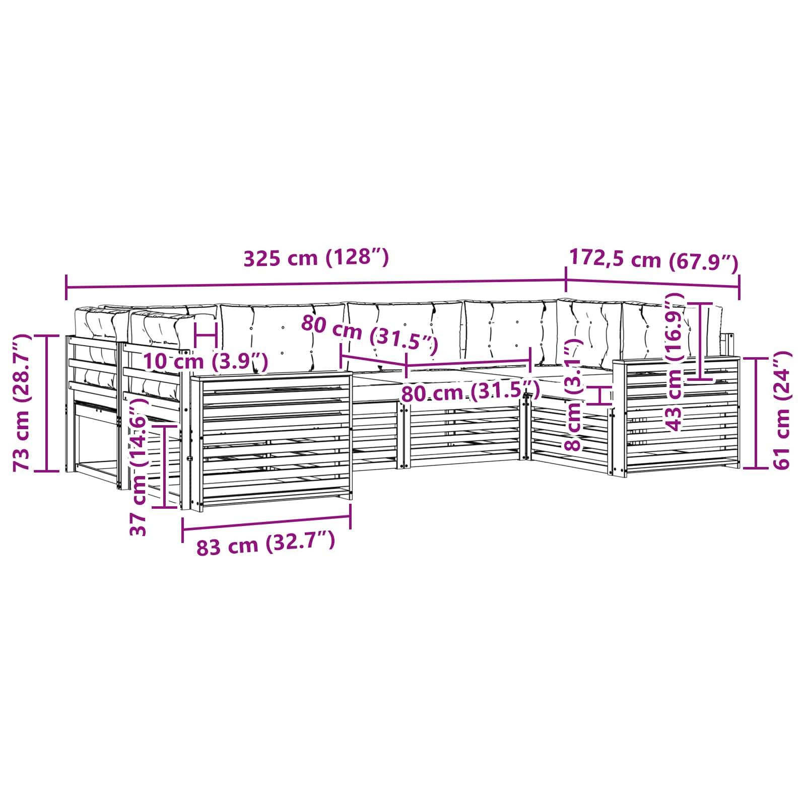 vidaXL Outdoor-Sofagarnitur 6 pcs Natur und Beige Massivholz Akazie