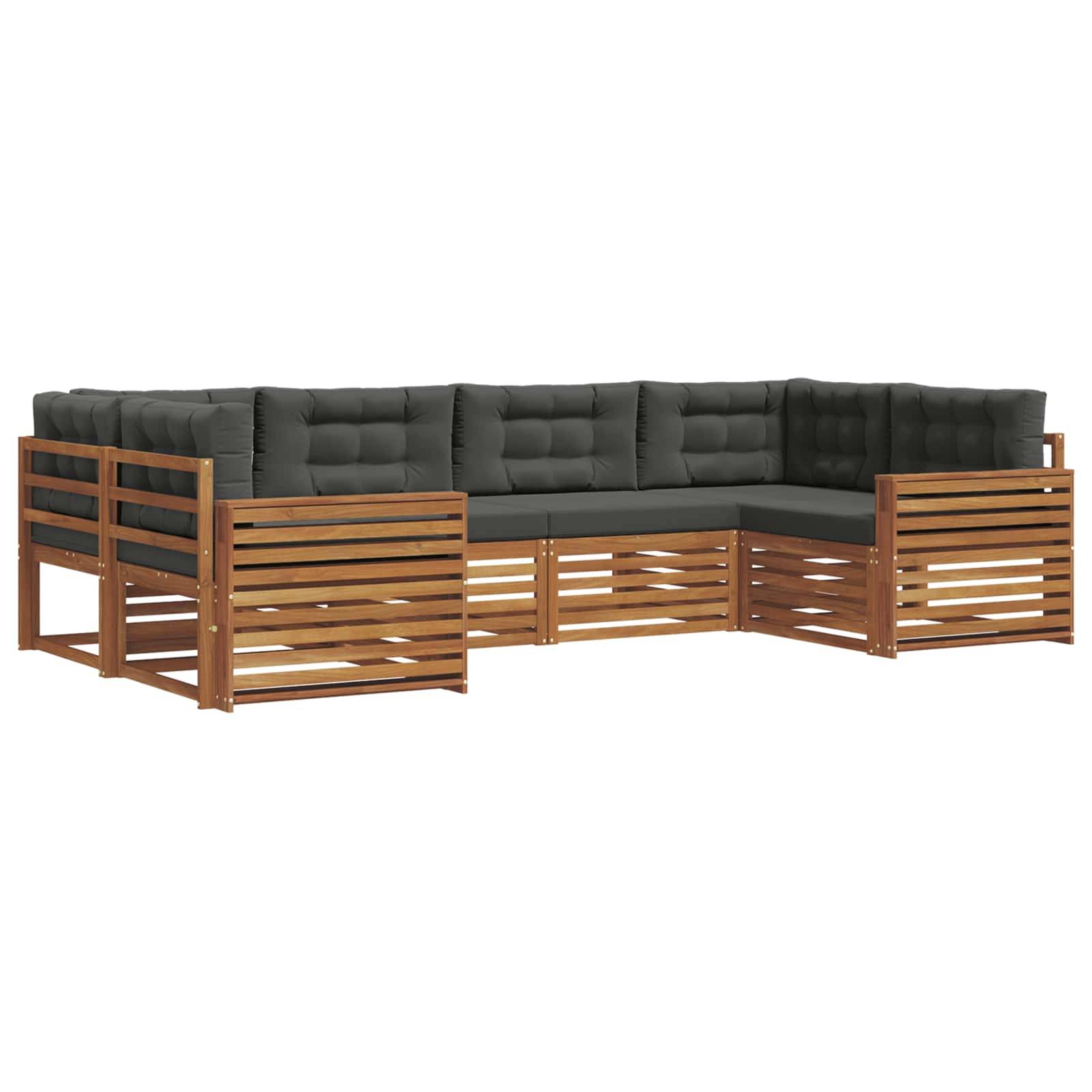 vidaXL Outdoor-Sofagarnitur mit Kissen 6 pcs Natur und Anthrazit