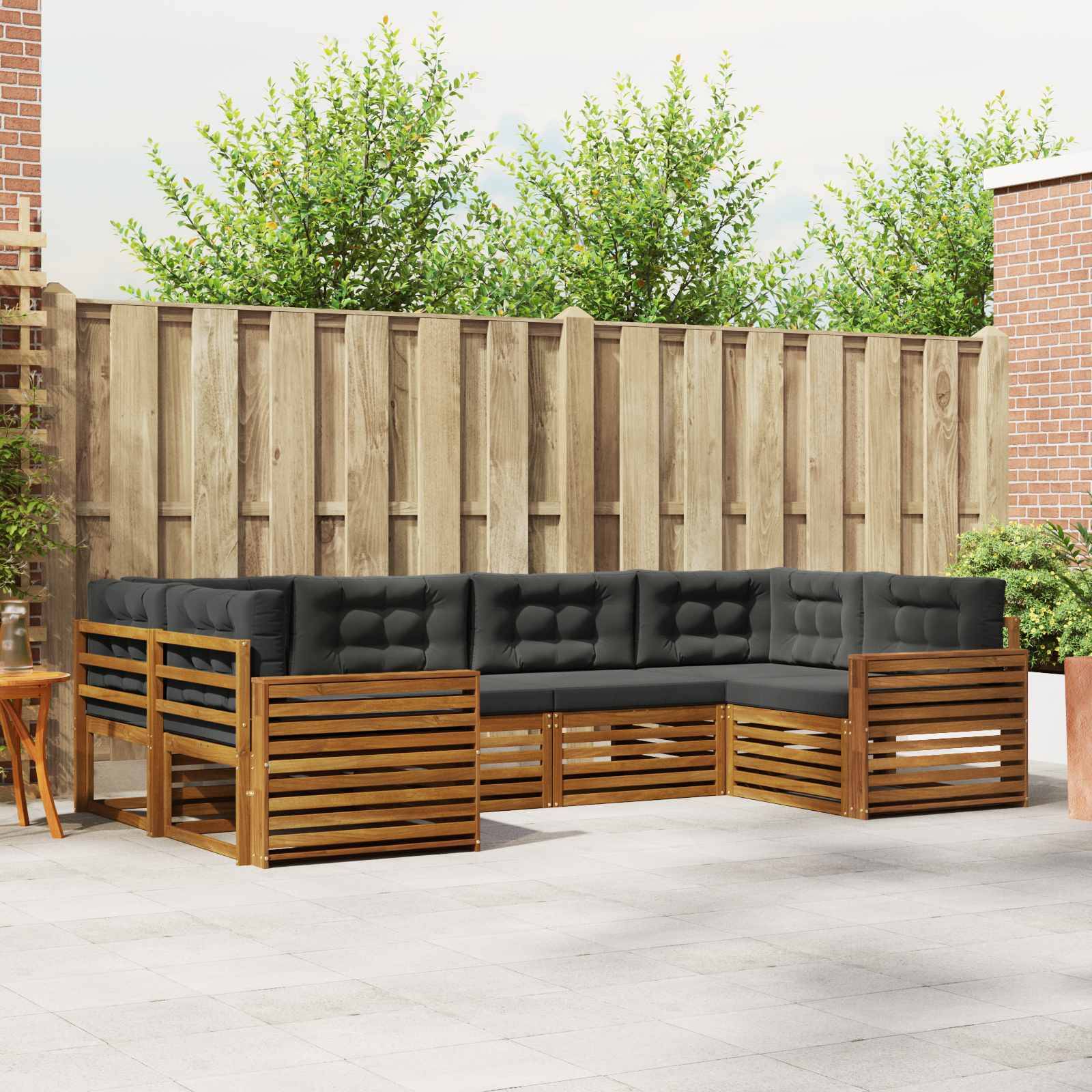 vidaXL Outdoor-Sofagarnitur mit Kissen 6 pcs Natur und Anthrazit
