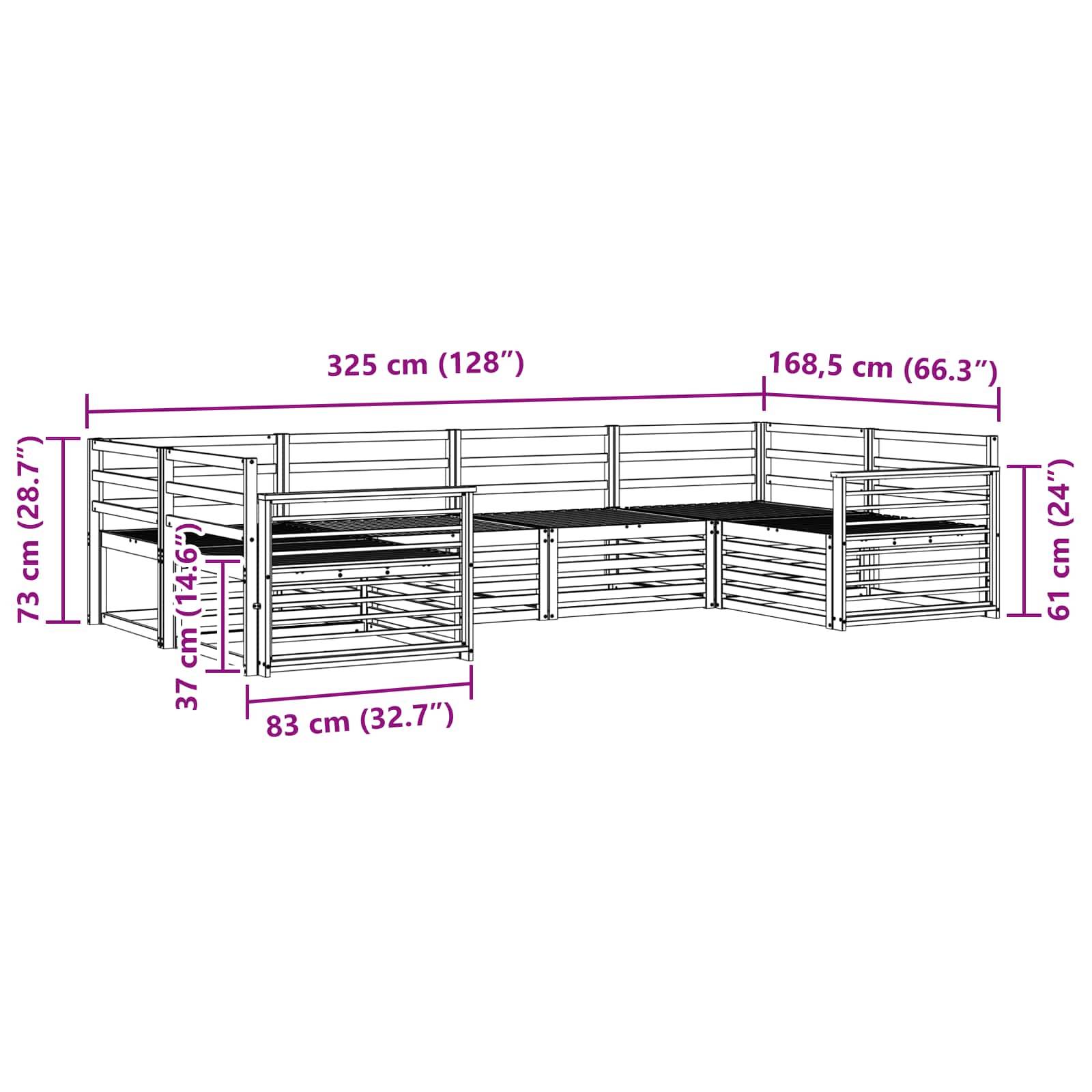 vidaXL Sofagarnituren 6 pcs Natur Massivholz Akazie
