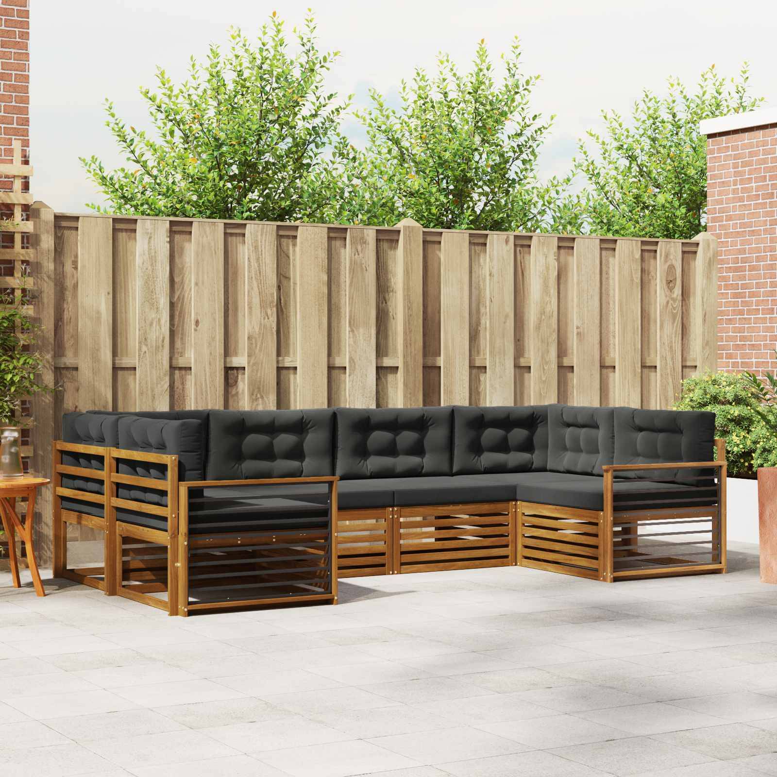 vidaXL Outdoor-Sofagarnitur mit Kissen 6 pcs Natur und Anthrazit