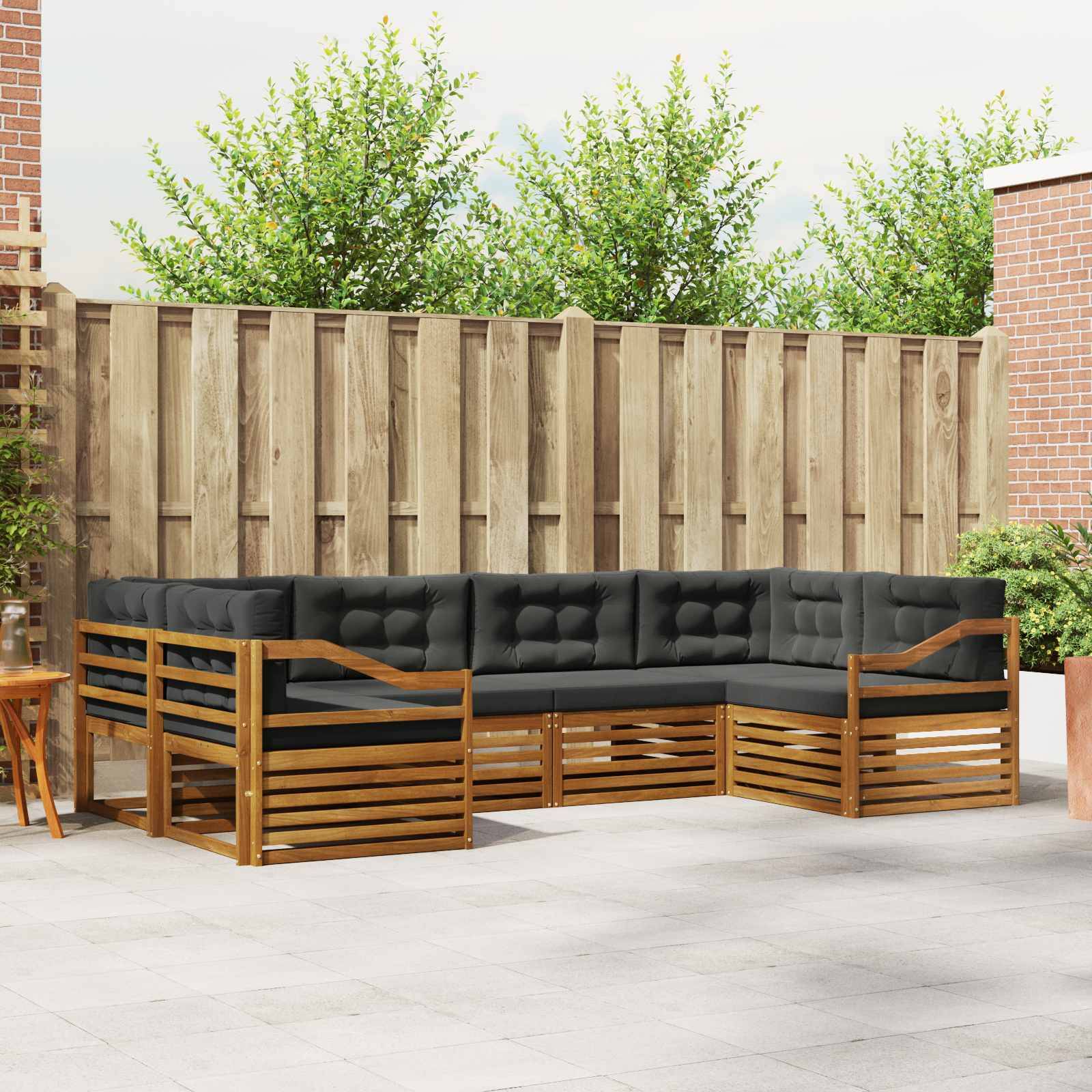 vidaXL Outdoor-Sofagarnitur mit Kissen 6 pcs Natur und Anthrazit