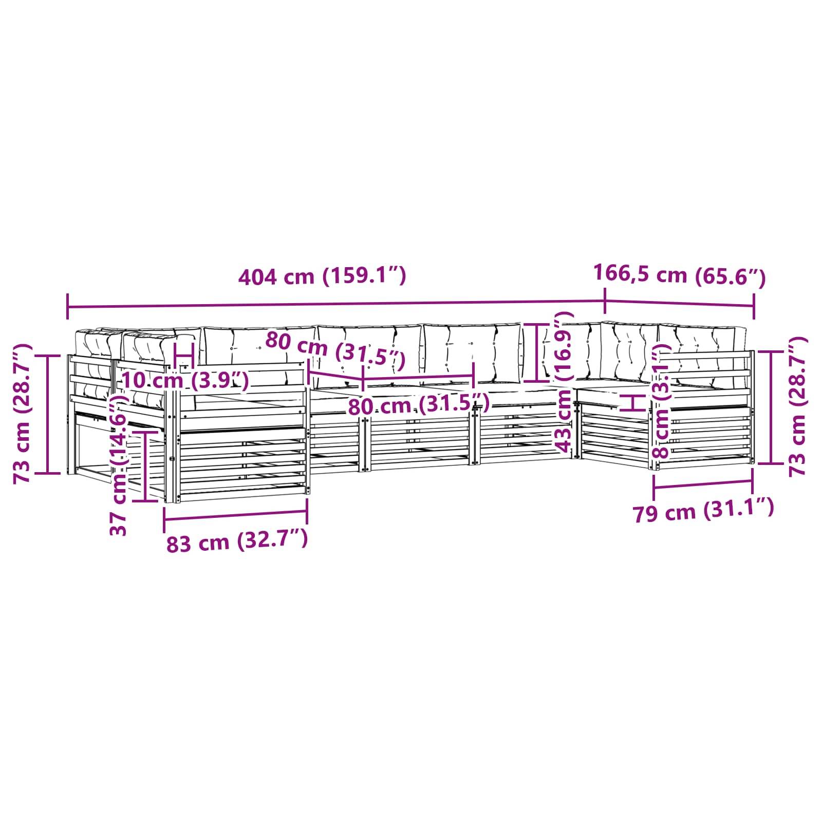 vidaXL Outdoor-Sofagarnitur 7 pcs Weiß und Anthrazit Polyester
