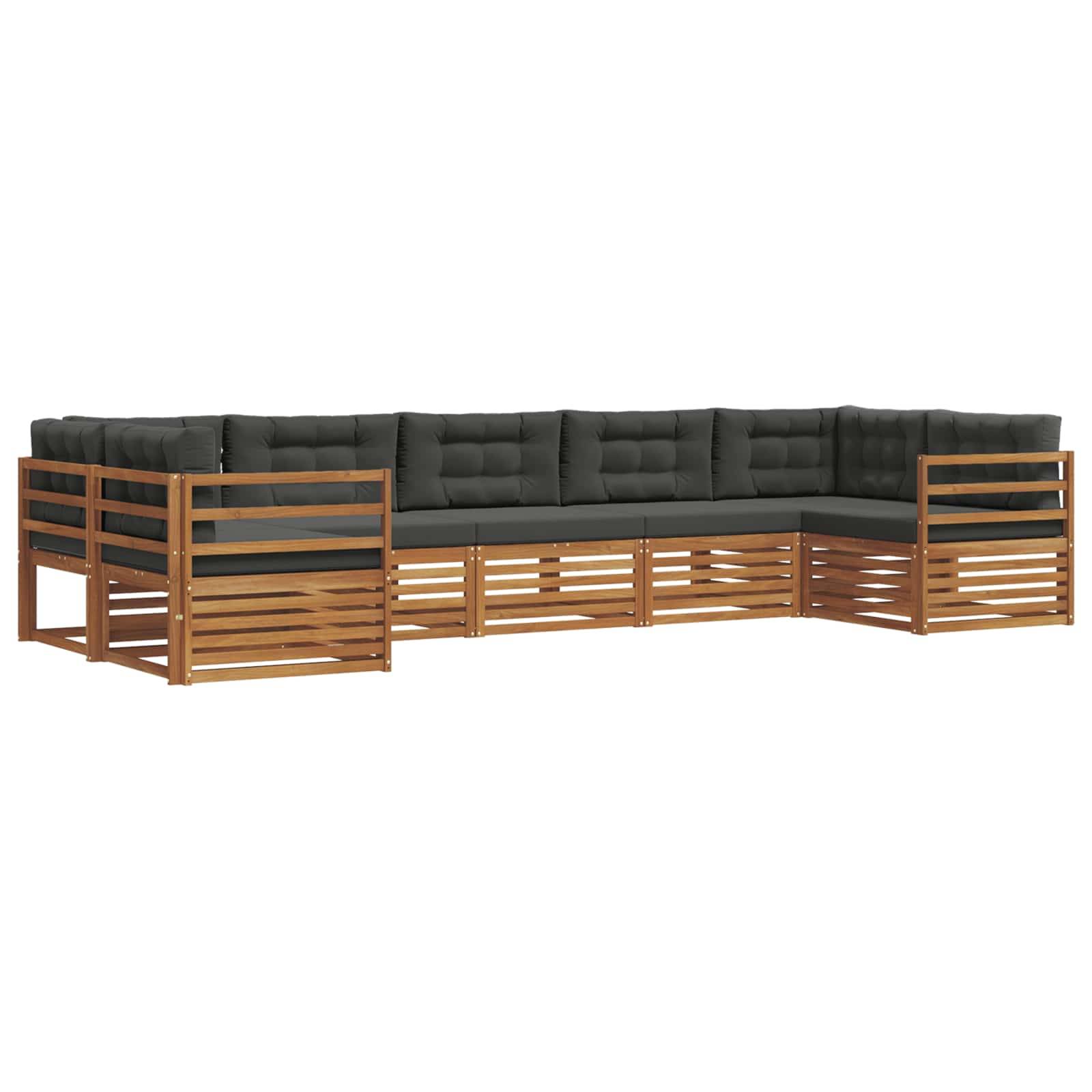 vidaXL Outdoor-Sofagarnitur mit Kissen 7 pcs Natur und Anthrazit