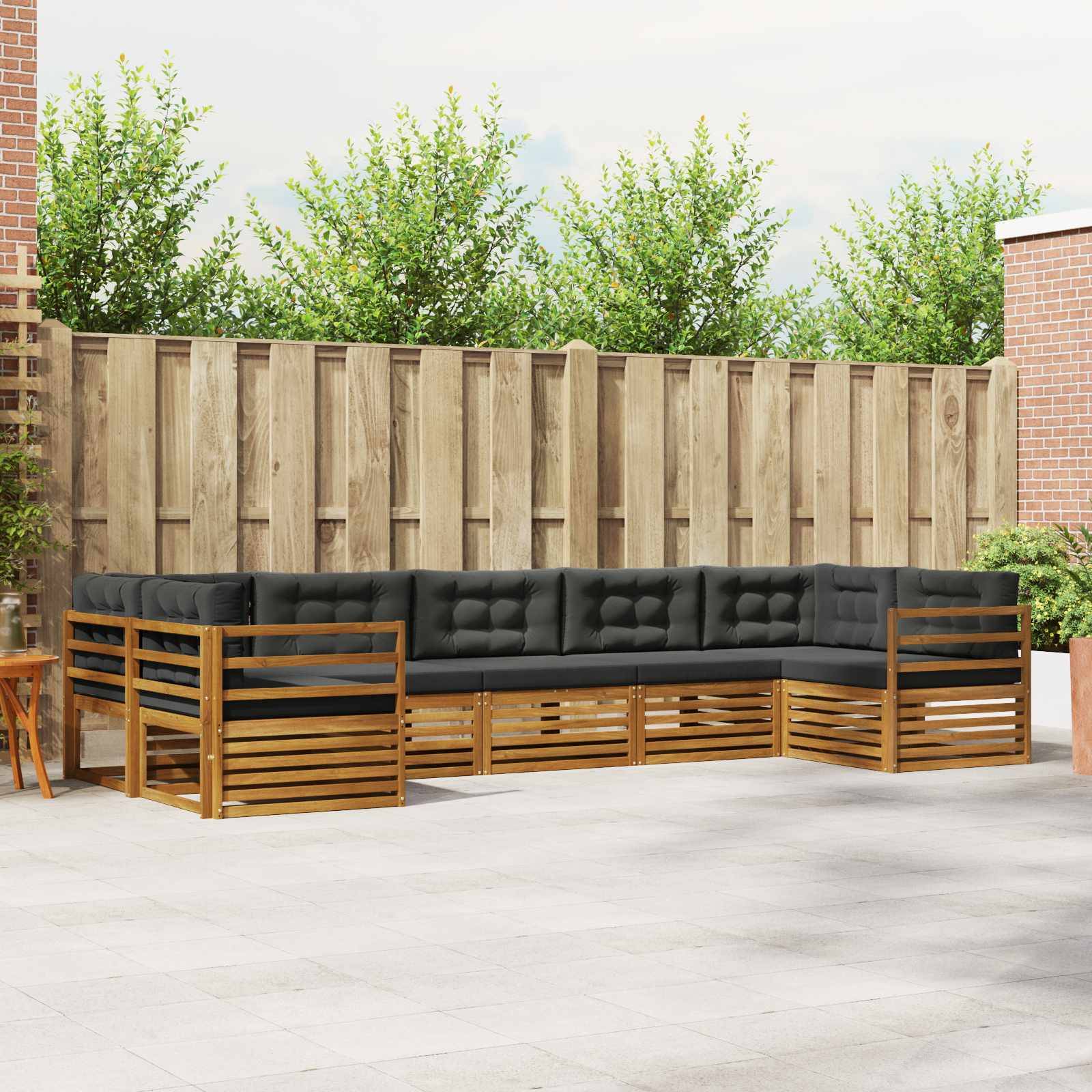 vidaXL Outdoor-Sofagarnitur mit Kissen 7 pcs Natur und Anthrazit