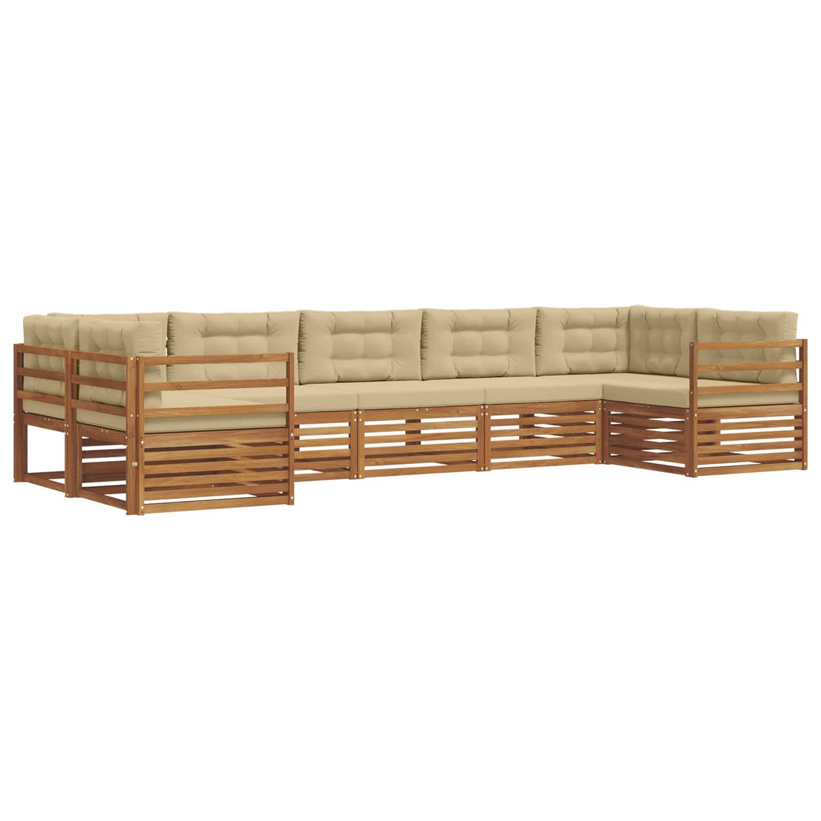 vidaXL Outdoor-Sofagarnitur 7 pcs Natur und Beige Massivholz Akazie