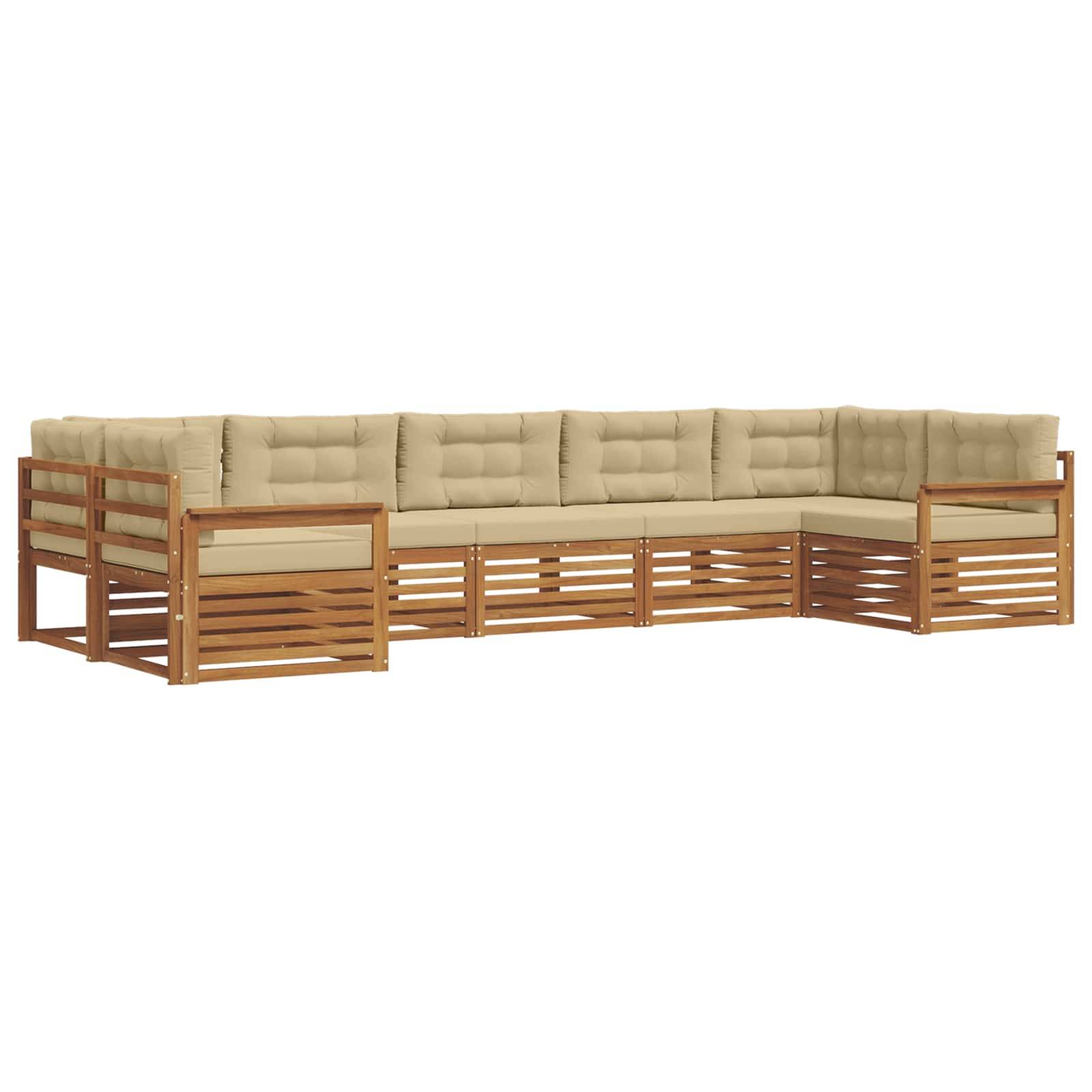 vidaXL Outdoor-Sofagarnitur 7 pcs Natur und Beige Massivholz Akazie