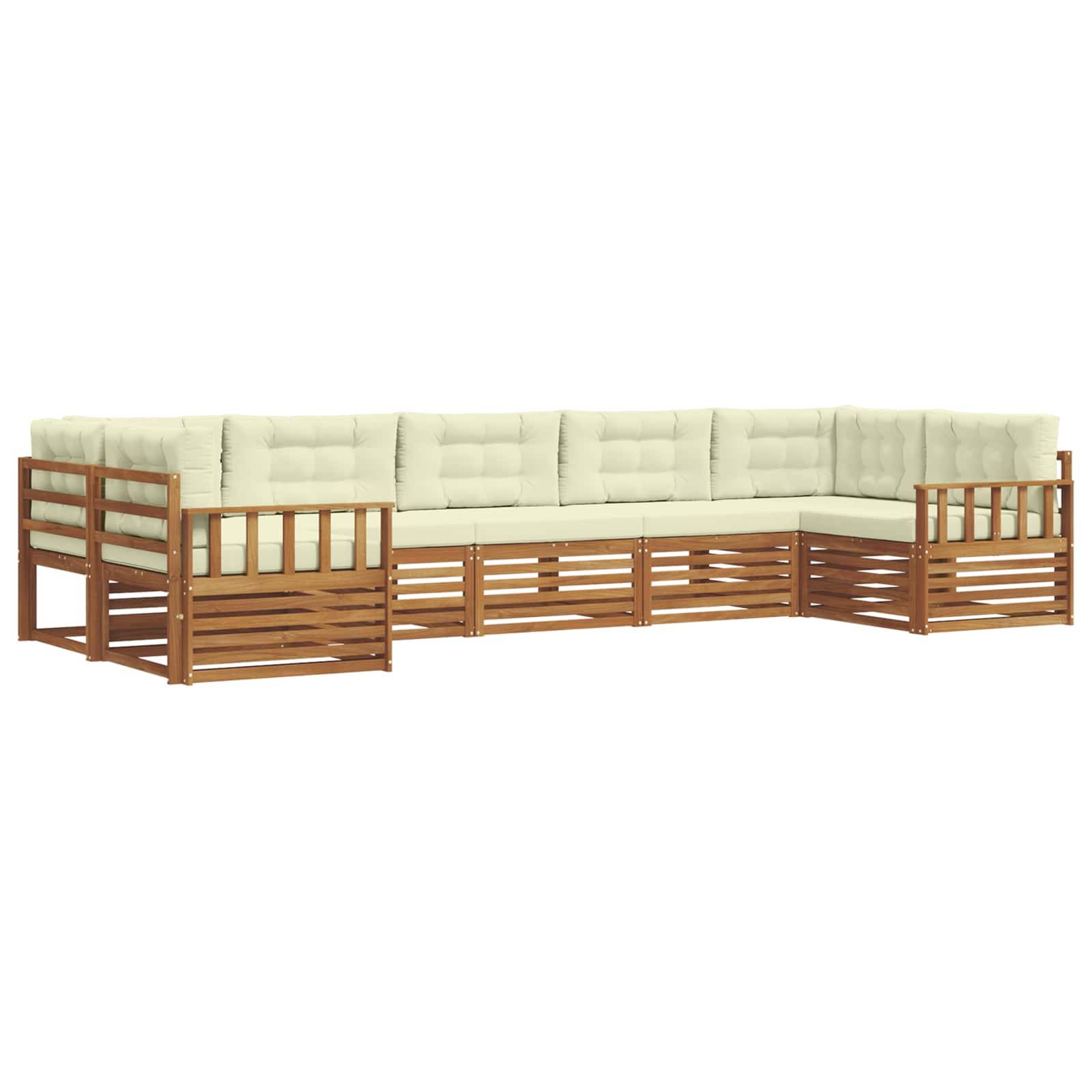 vidaXL Outdoor-Sofagarnitur 7 pcs Natur und Creme Massivholz Akazie