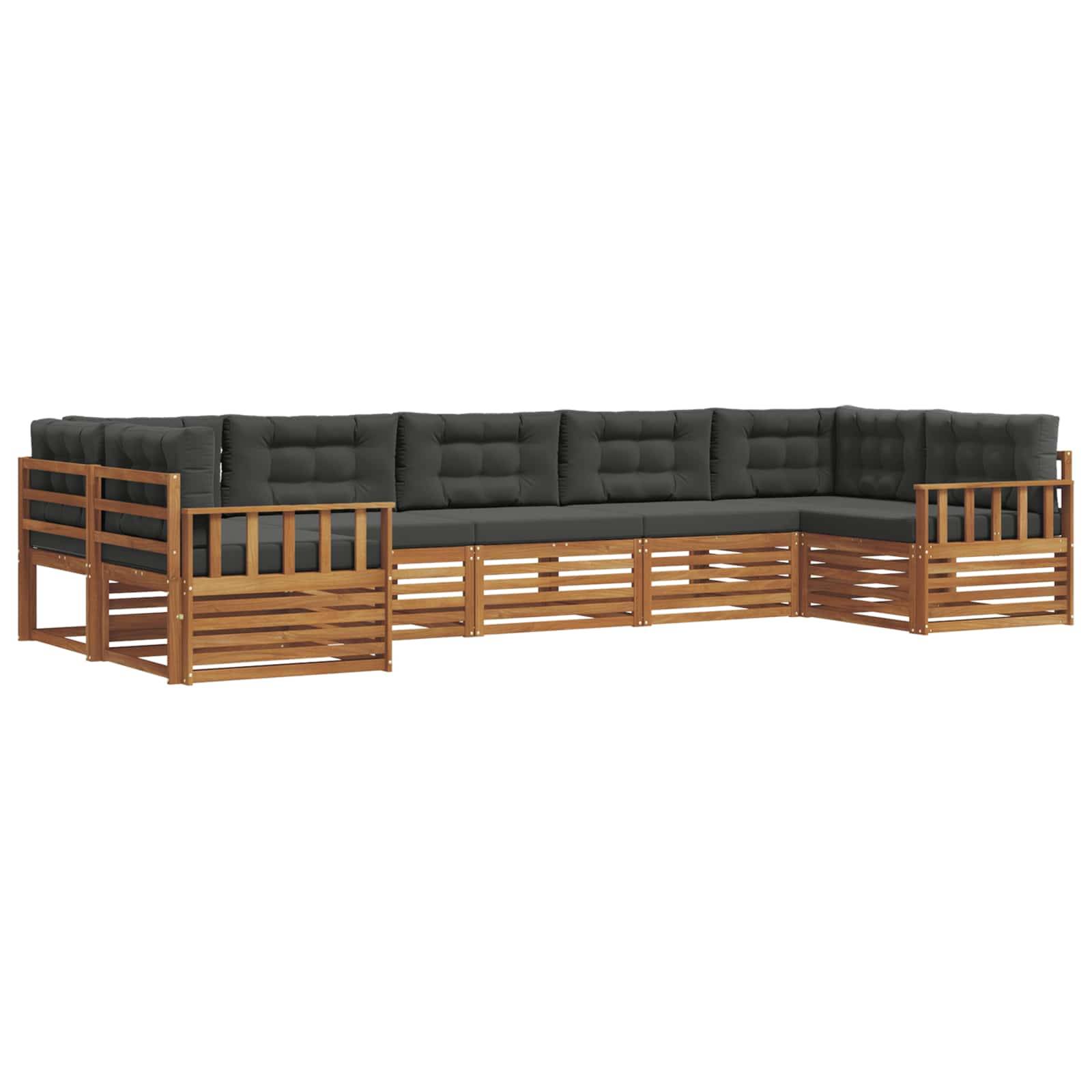 vidaXL Outdoor-Sofagarnitur mit Kissen 7 pcs Natur und Anthrazit
