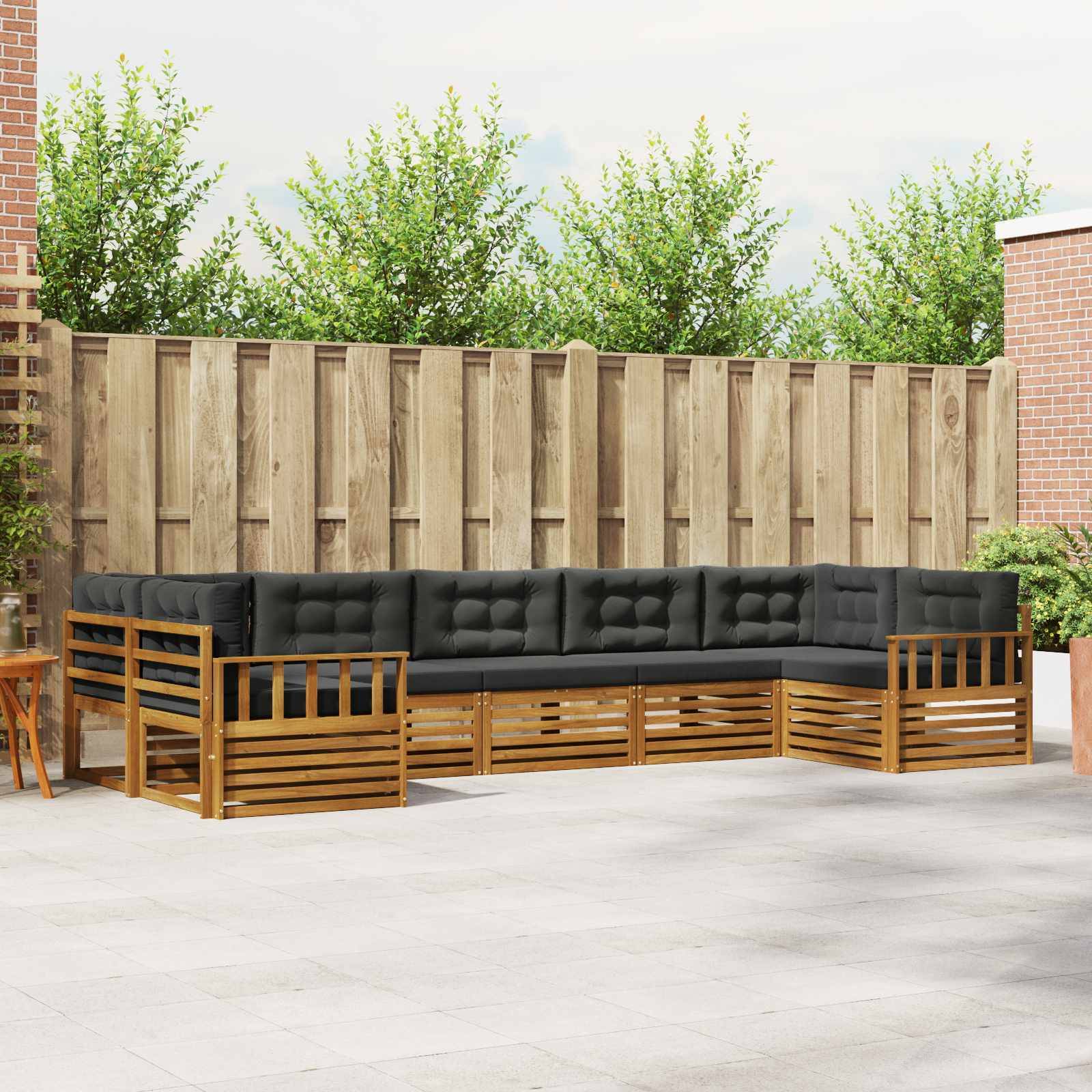 vidaXL Outdoor-Sofagarnitur mit Kissen 7 pcs Natur und Anthrazit