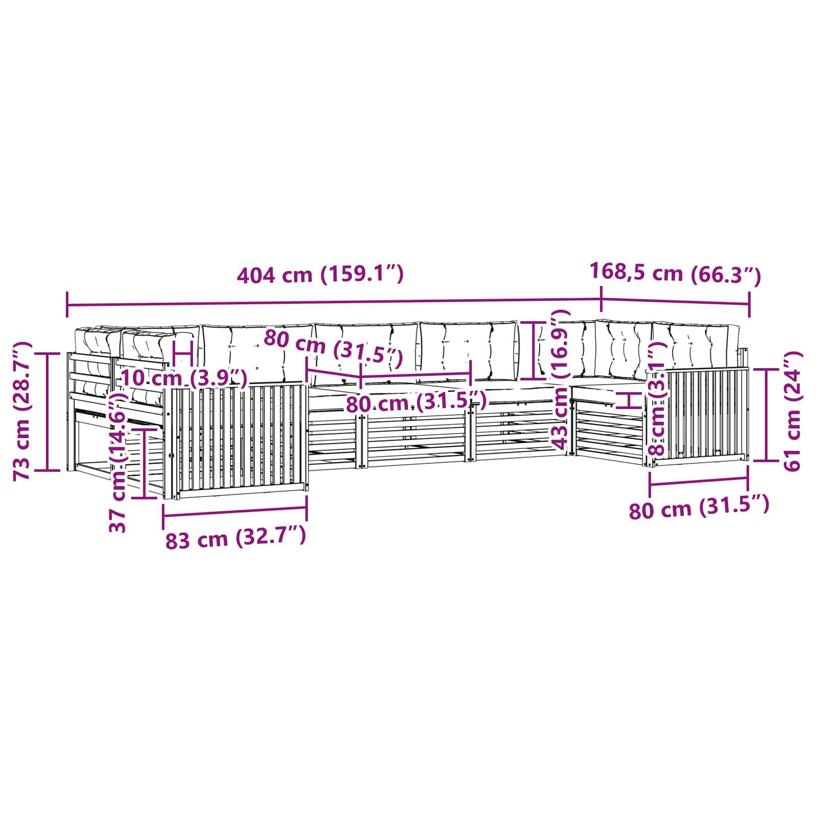vidaXL Outdoor-Sofagarnitur 7 pcs Weiß und Hellgrau Massivholz Akazie