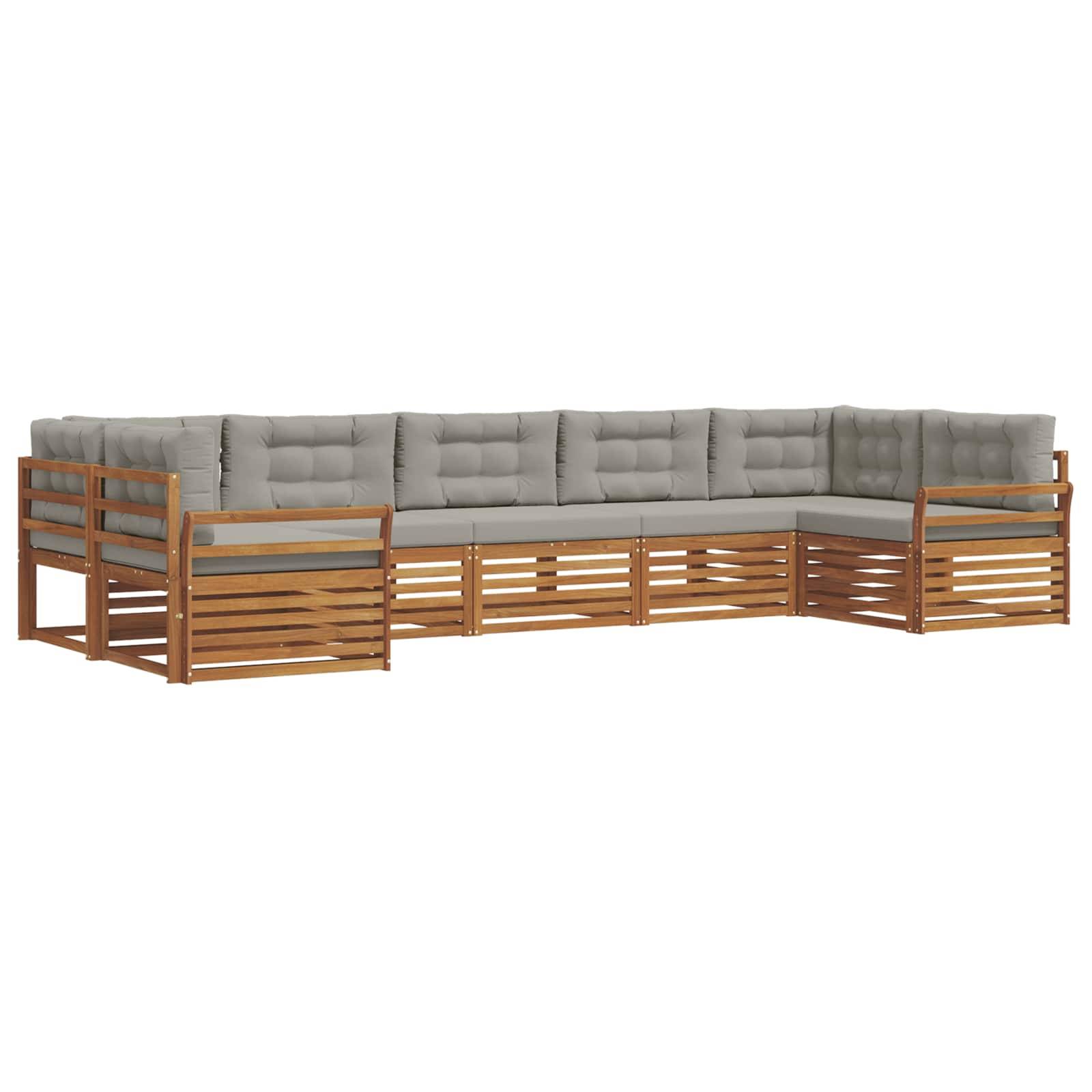 vidaXL Outdoor-Sofagarnitur mit Kissen 7 pcs Natürlich und Hellgrau
