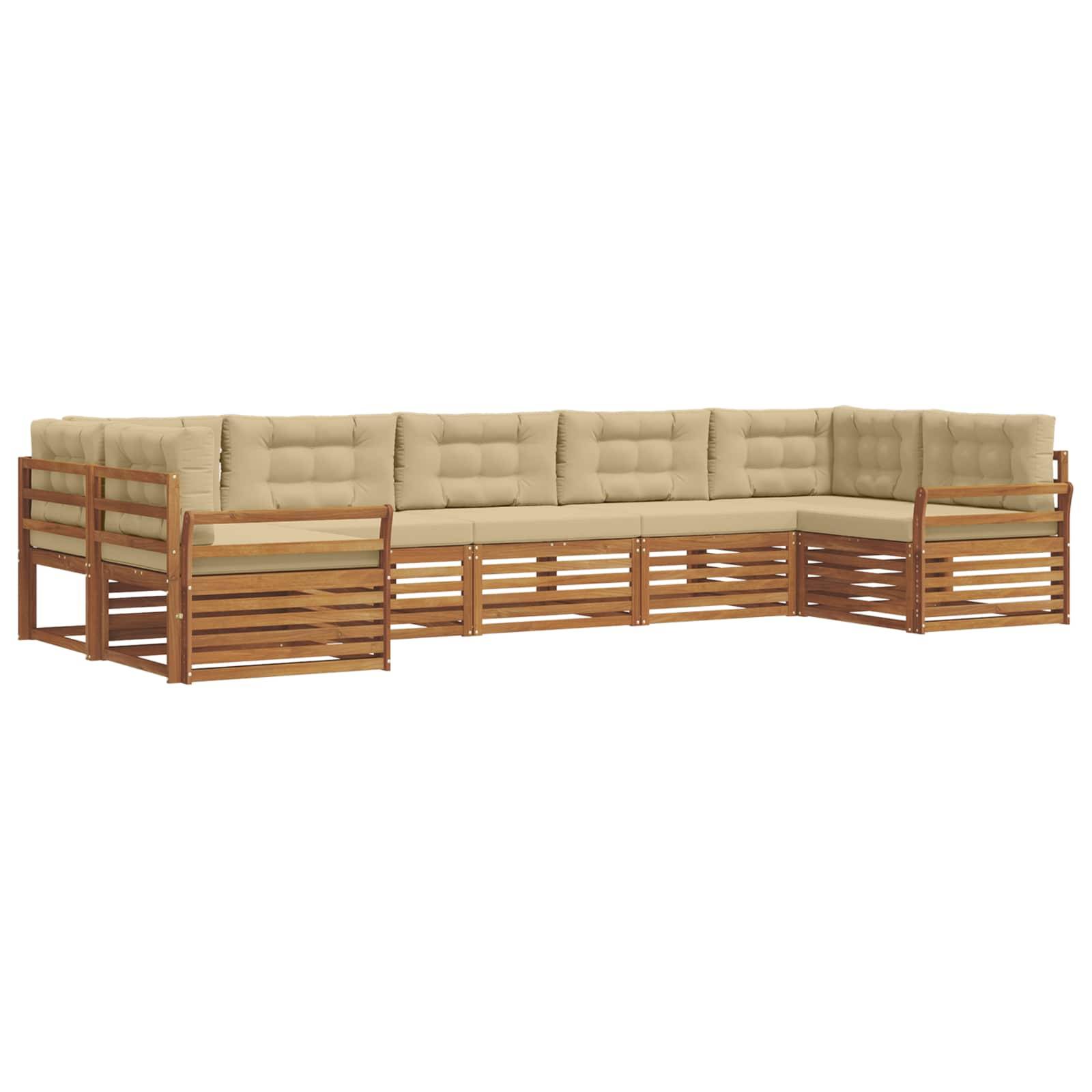 vidaXL Outdoor-Sofagarnitur 7 pcs Natur und Beige Massivholz Akazie