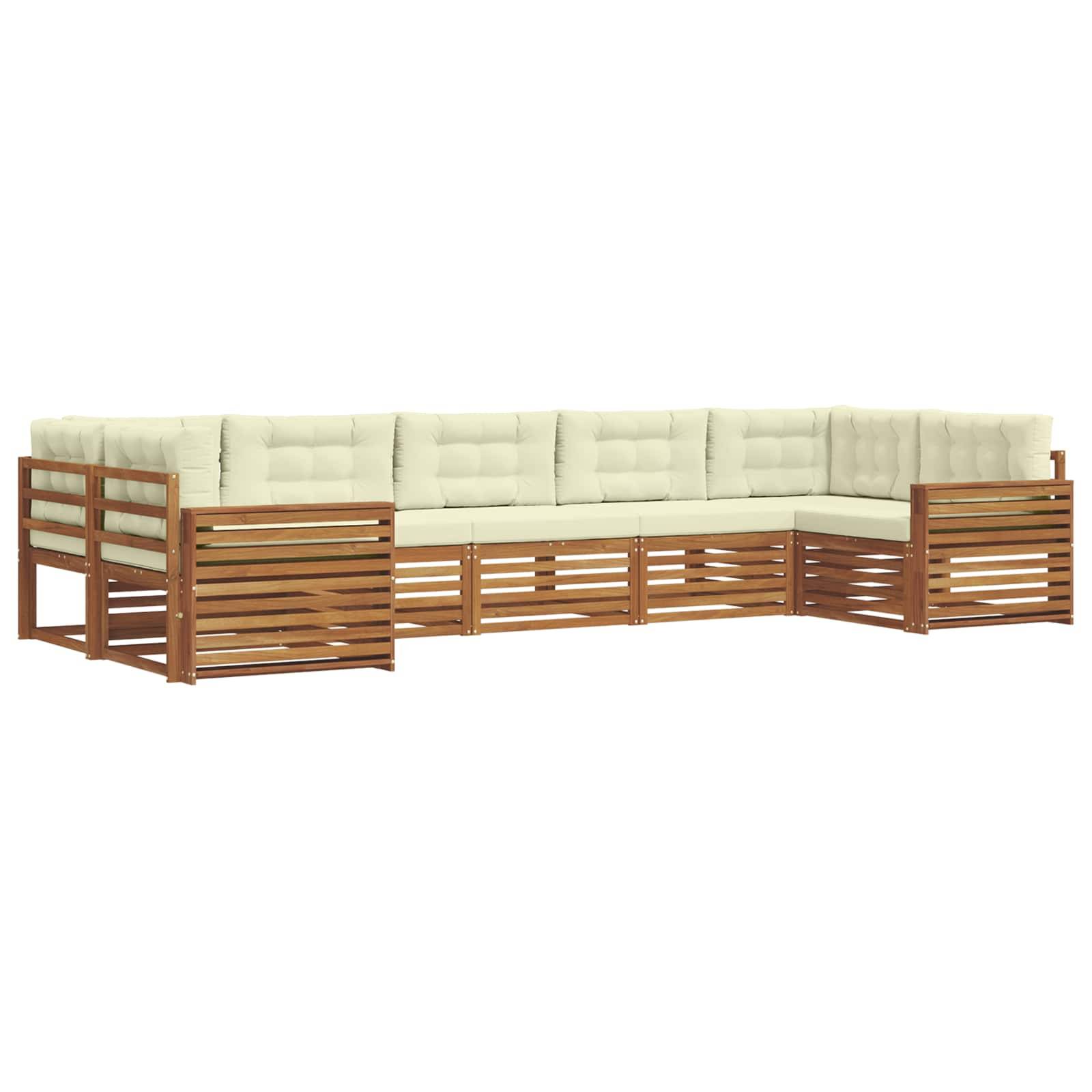 vidaXL Outdoor-Sofagarnitur 7 pcs Natur und Creme Massivholz Akazie
