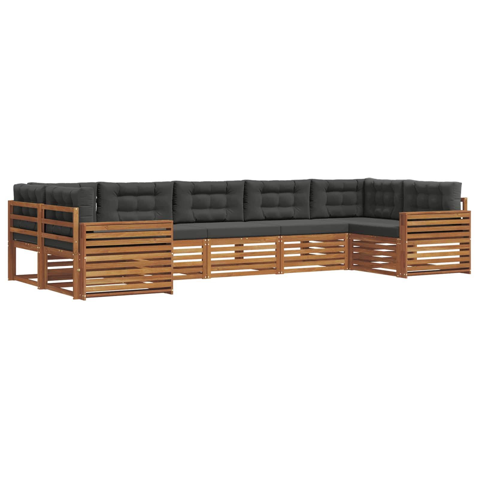 vidaXL Outdoor-Sofagarnitur mit Kissen 7 pcs Natur und Anthrazit