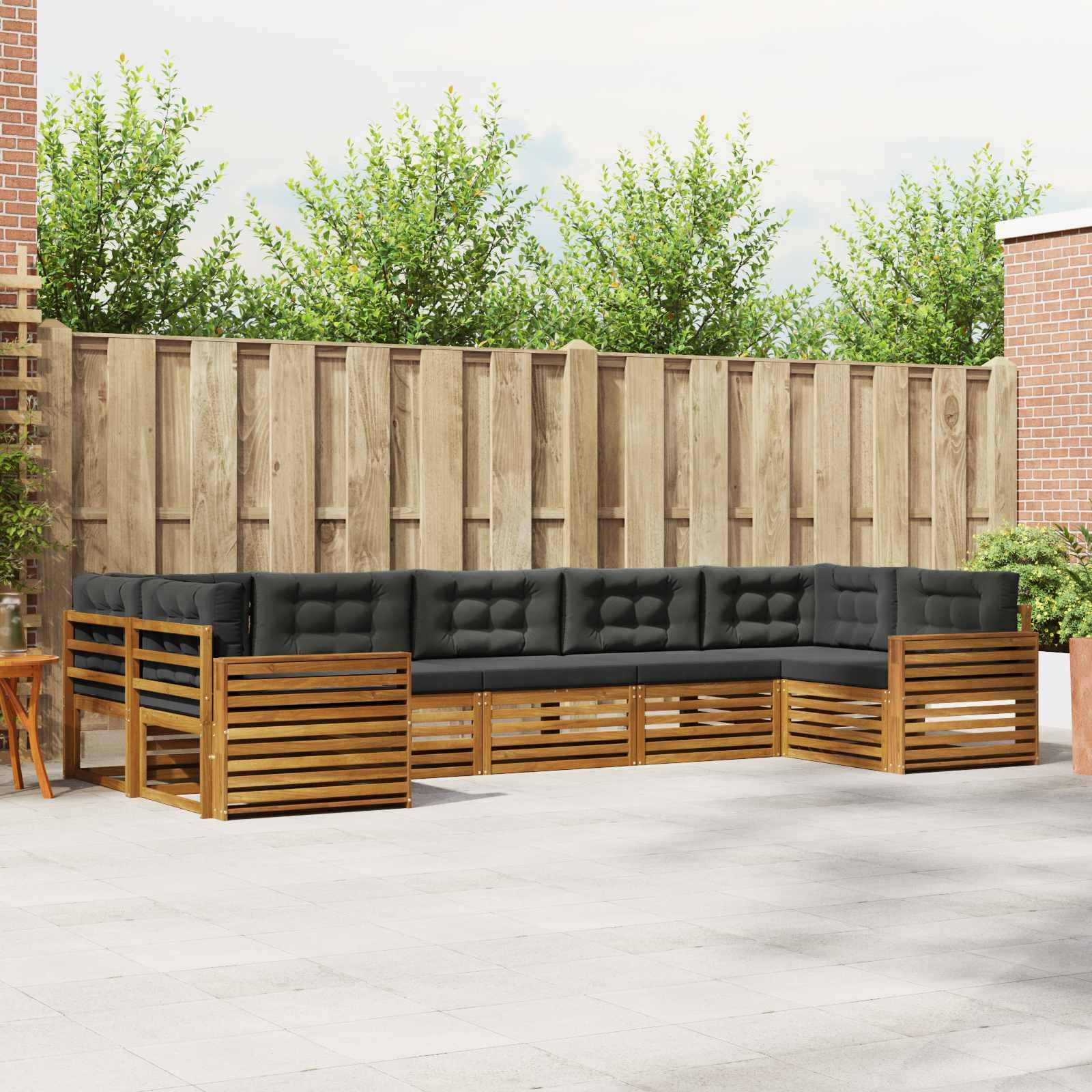 vidaXL Outdoor-Sofagarnitur mit Kissen 7 pcs Natur und Anthrazit