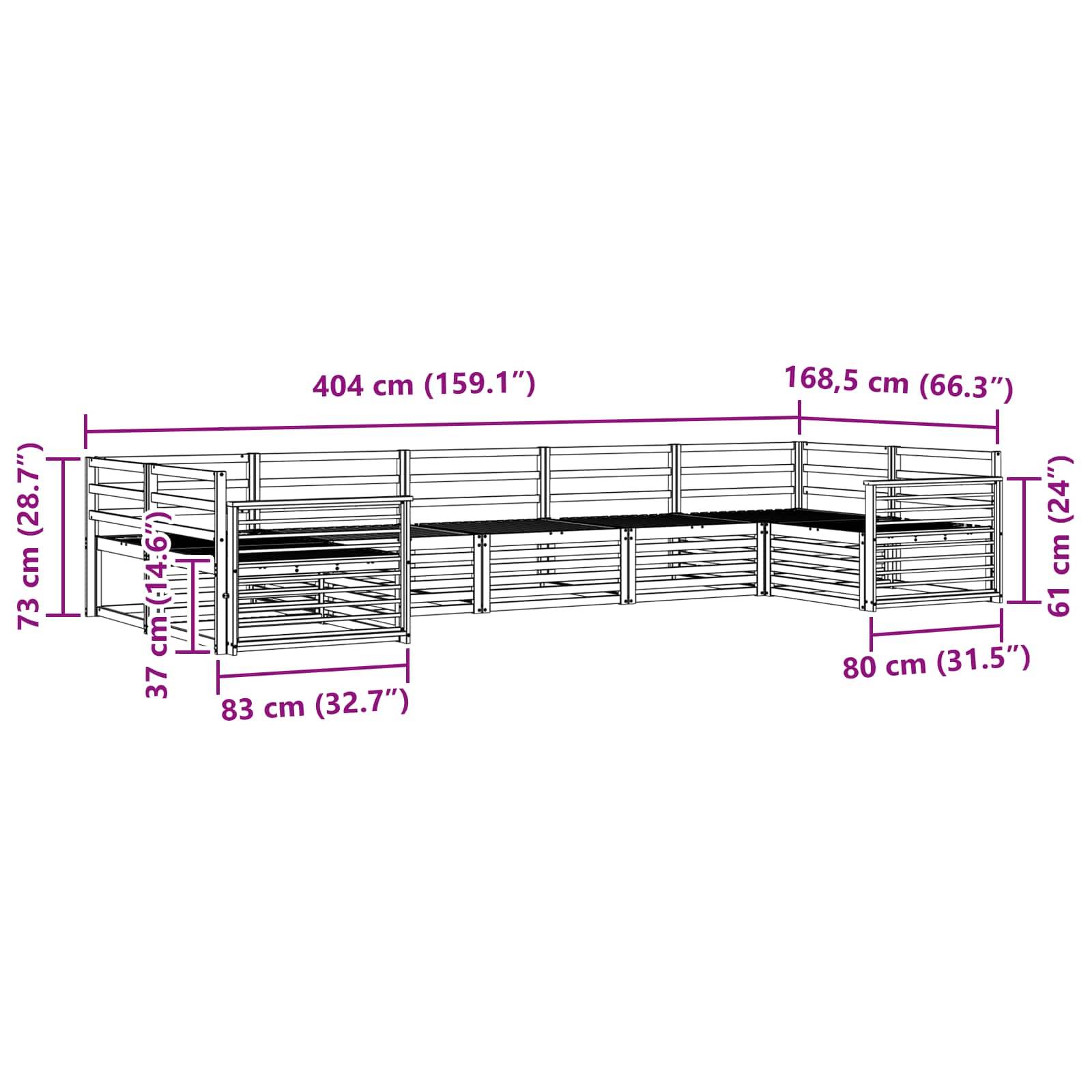 vidaXL Sofagarnituren 7 pcs Natur Massivholz Akazie