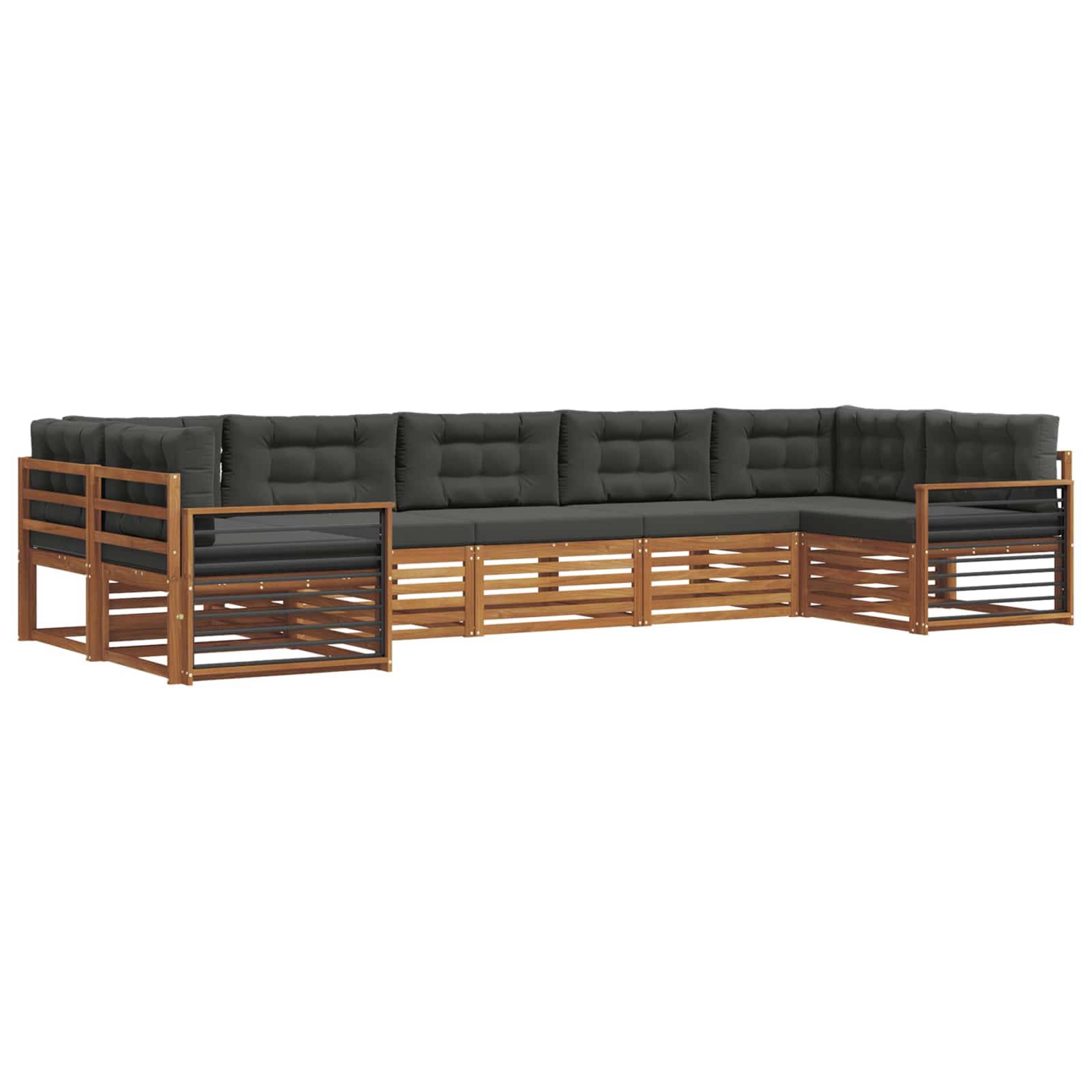 vidaXL Outdoor-Sofagarnitur mit Kissen 7 pcs Natur und Anthrazit